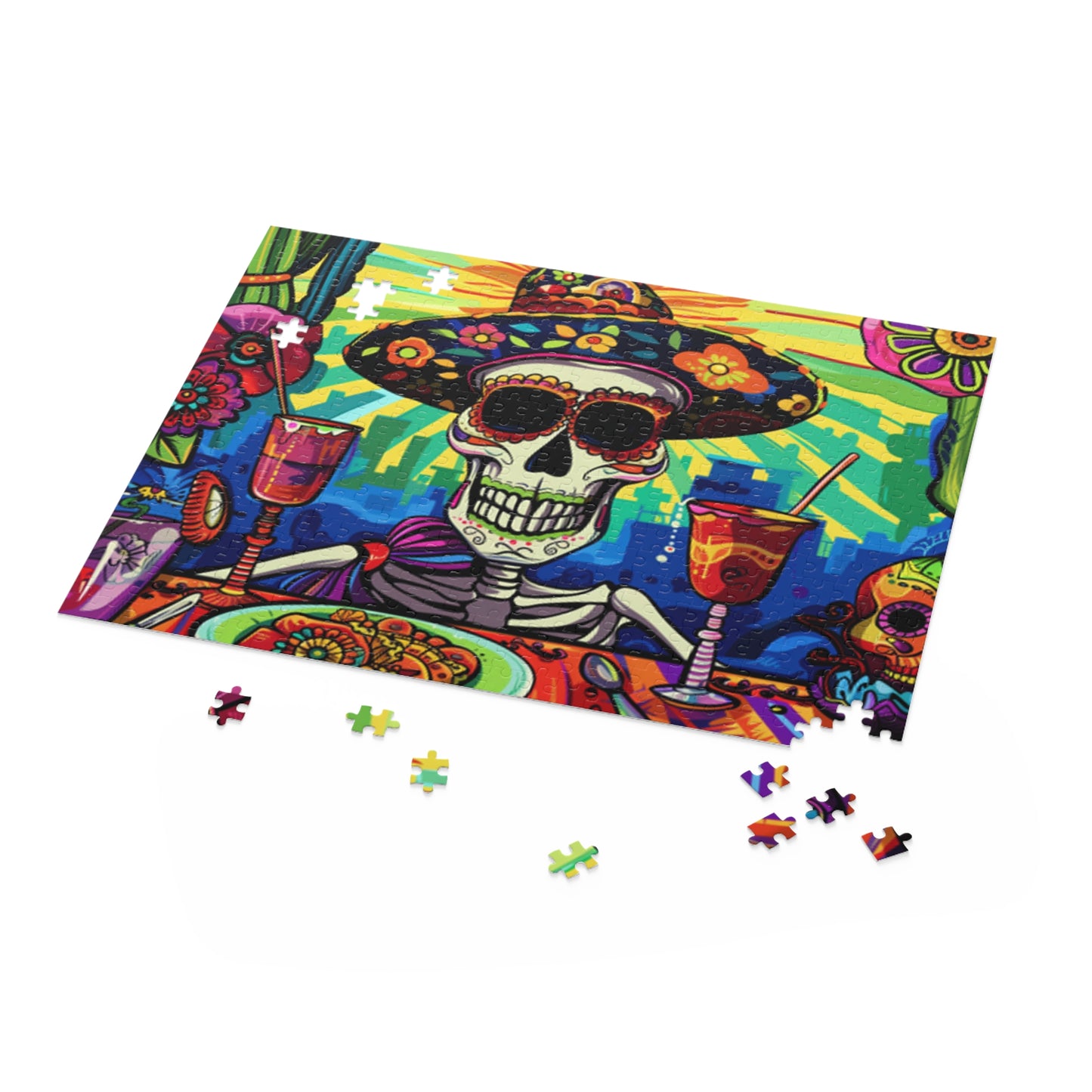 Mexican Art Day of the Dead Día de Muertos Jigsaw Puzzle Adult Birthday Business Jigsaw Puzzle Gift for Him Funny Humorous Indoor Outdoor Game Gift For Her Online-5