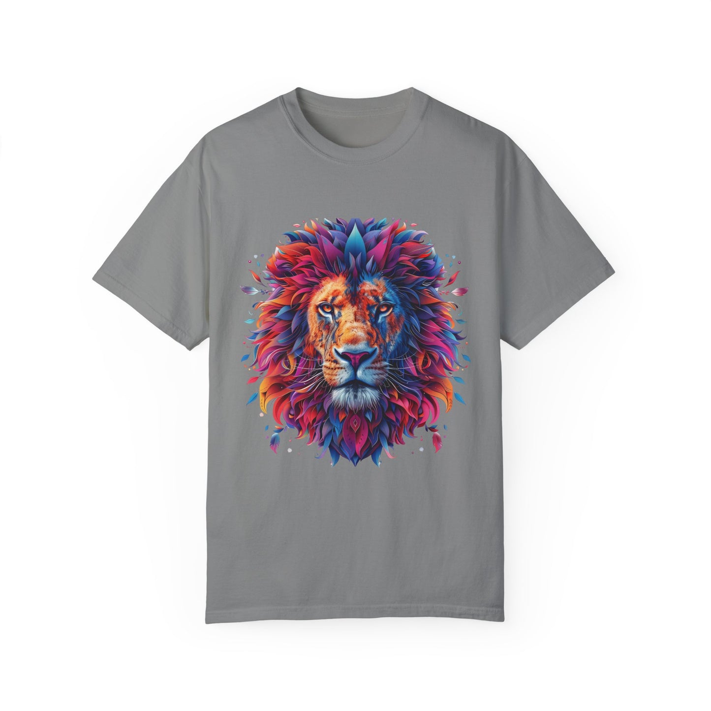 Lion Head Cool Graphic Design Novelty Unisex Garment-dyed T-shirt Cotton Funny Humorous Graphic Soft Premium Unisex Men Women Granite T-shirt Birthday Gift-4