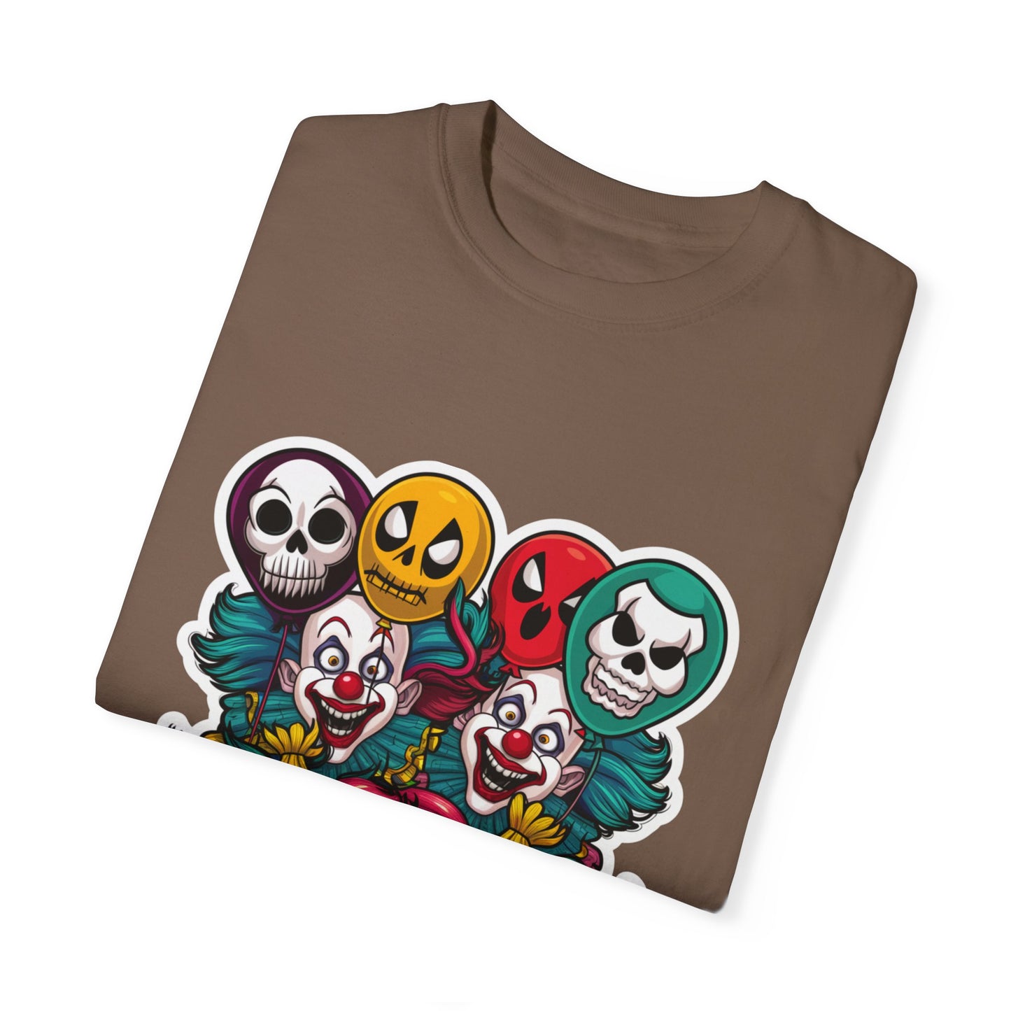 Funny Horror Scary Clown Face Urban Sarcastic Graphic Unisex Garment Dyed T-shirt Cotton Funny Humorous Graphic Soft Premium Unisex Men Women Espresso T-shirt Birthday Gift-59