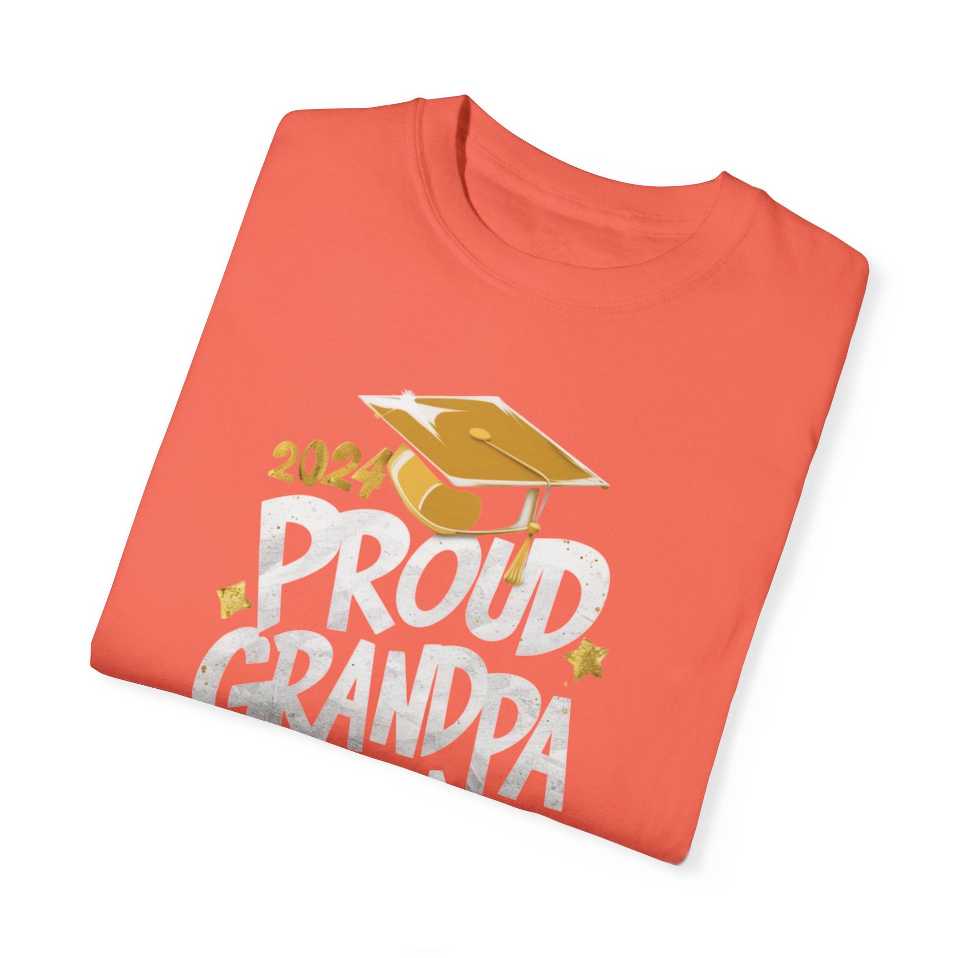 Proud Grandpa of a 2024 Graduate Unisex Garment-dyed T-shirt Cotton Funny Humorous Graphic Soft Premium Unisex Men Women Bright Salmon T-shirt Birthday Gift-32