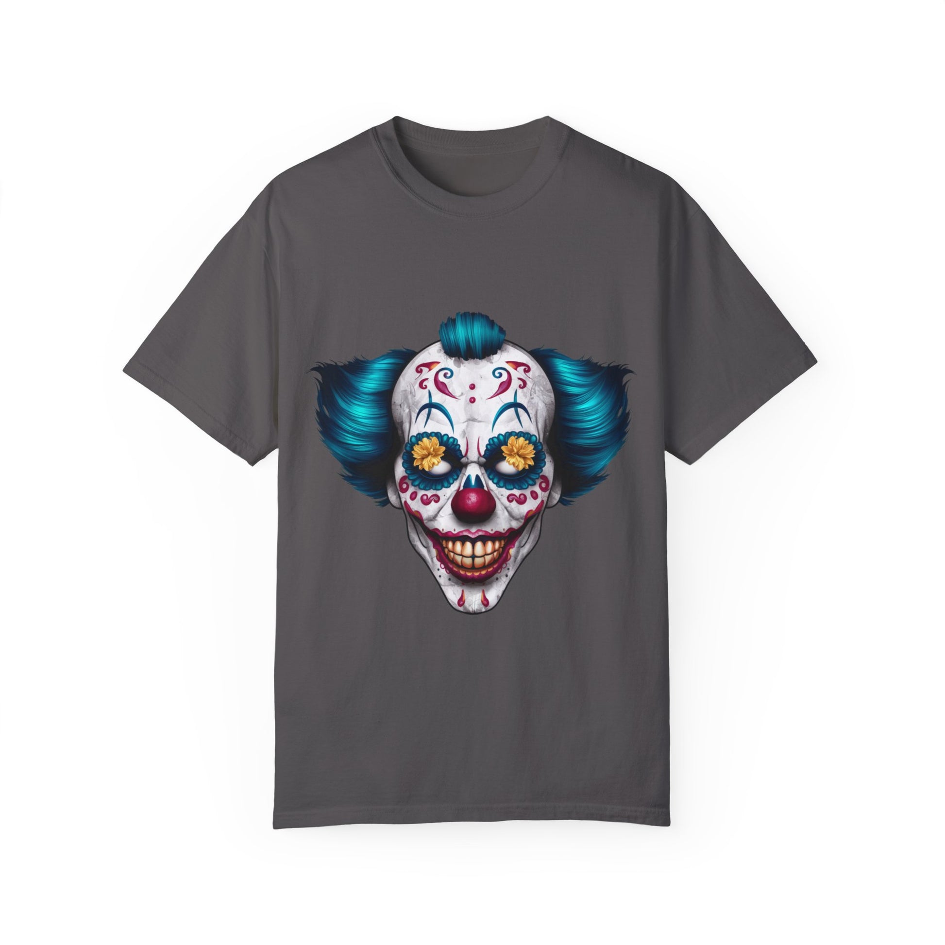 Funny Horror Scary Clown Face Urban Sarcastic Graphic Unisex Garment Dyed T-shirt Cotton Funny Humorous Graphic Soft Premium Unisex Men Women Graphite T-shirt Birthday Gift-8