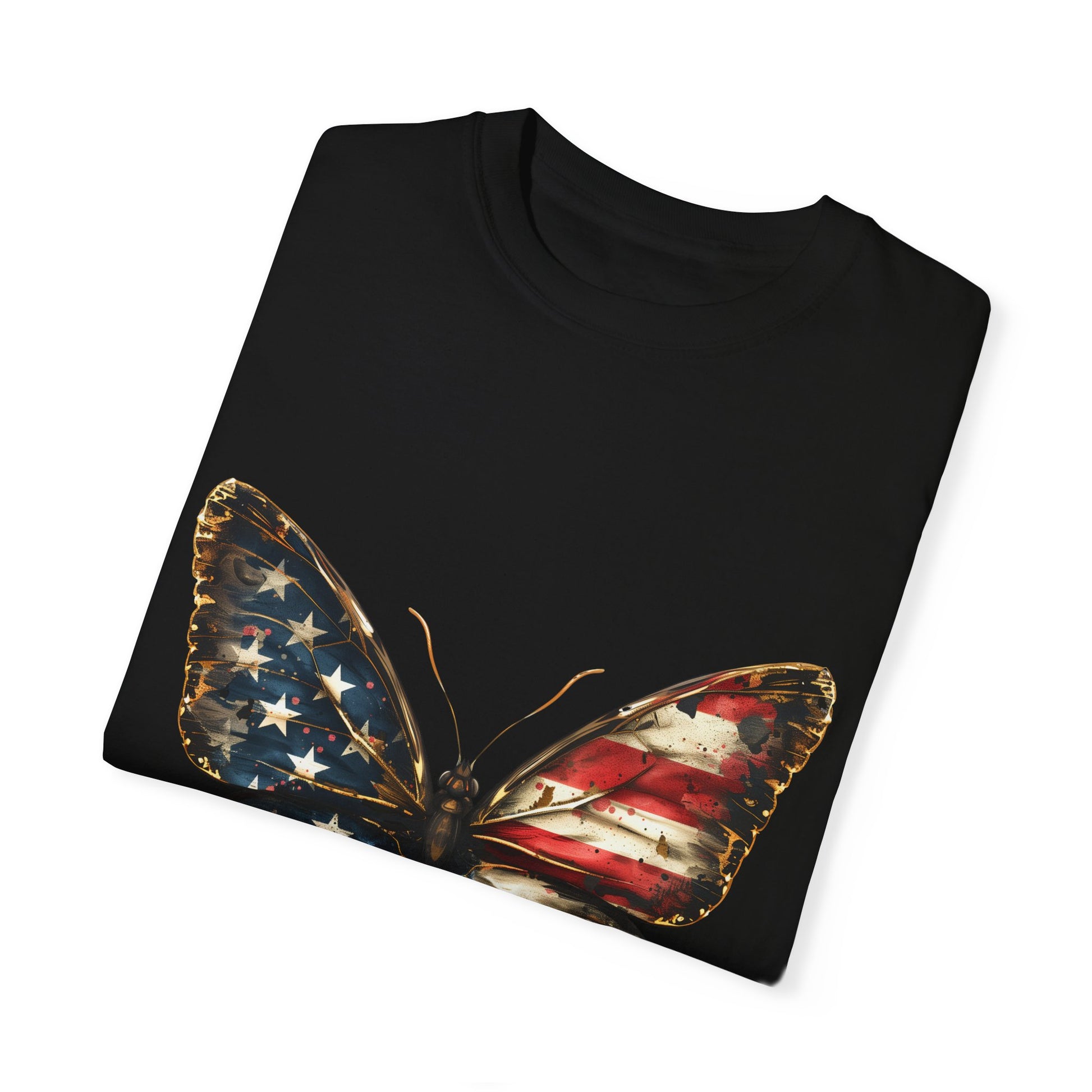 American Flag Butterfly Graphic Unisex Garment Dyed T-shirt Cotton Funny Humorous Graphic Soft Premium Unisex Men Women Black T-shirt Birthday Gift-17