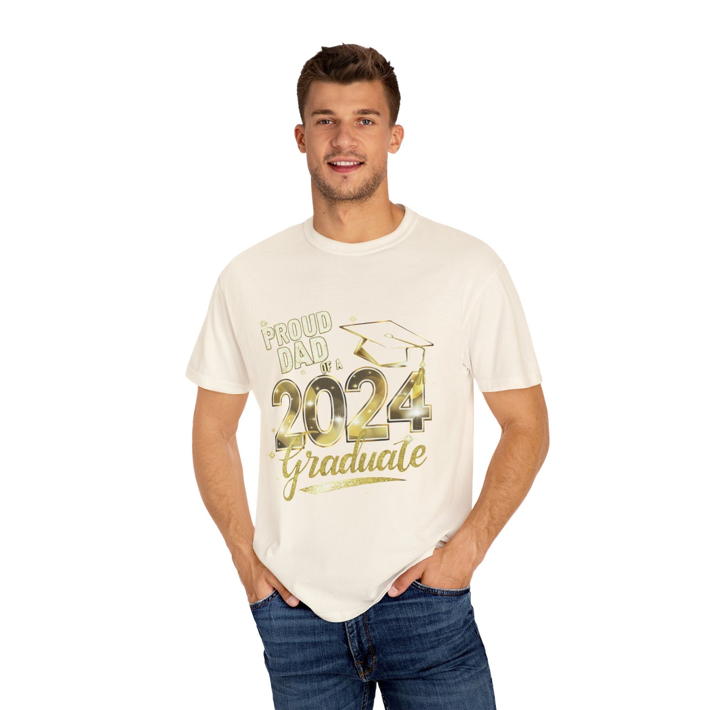 Proud of Dad 2024 Graduate Unisex Garment-dyed T-shirt Cotton Funny Humorous Graphic Soft Premium Unisex Men Women Ivory T-shirt Birthday Gift-45