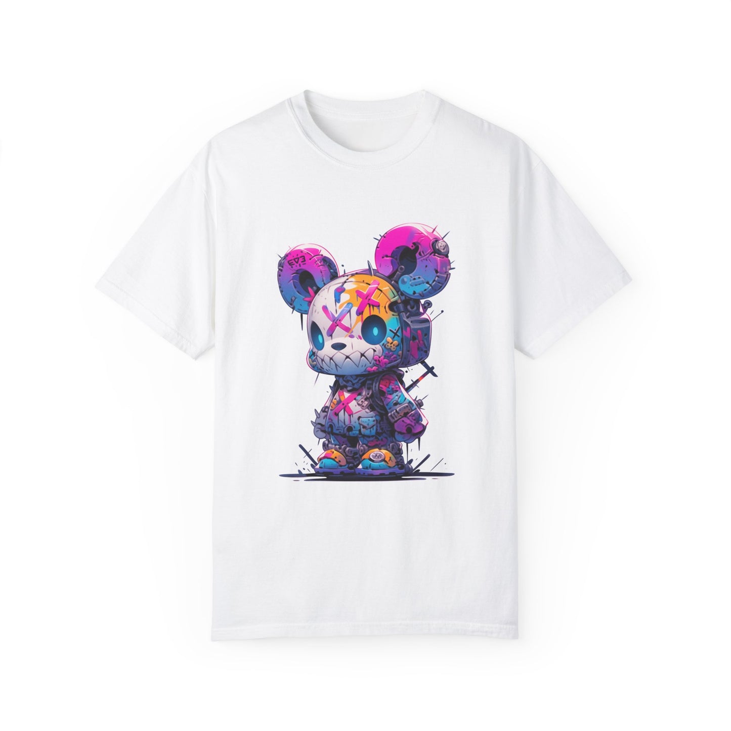 Hip Hop Teddy Bear Graphic Unisex Garment-dyed T-shirt Cotton Funny Humorous Graphic Soft Premium Unisex Men Women White T-shirt Birthday Gift-3