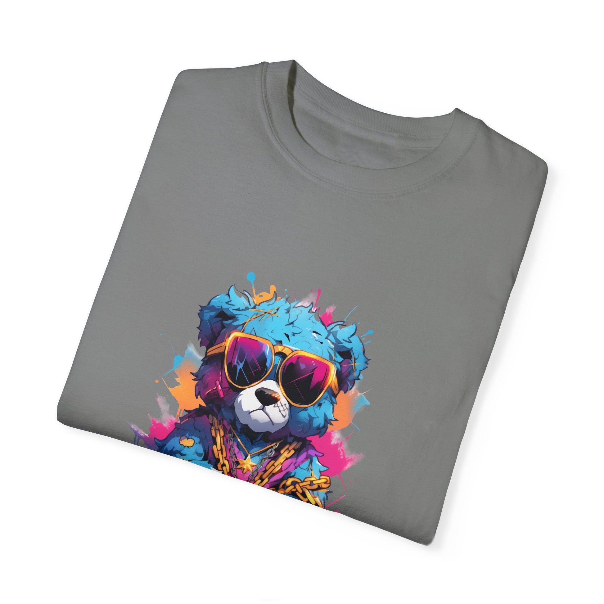 Hip Hop Teddy Bear Graphic Unisex Garment-dyed T-shirt Cotton Funny Humorous Graphic Soft Premium Unisex Men Women Grey T-shirt Birthday Gift-41