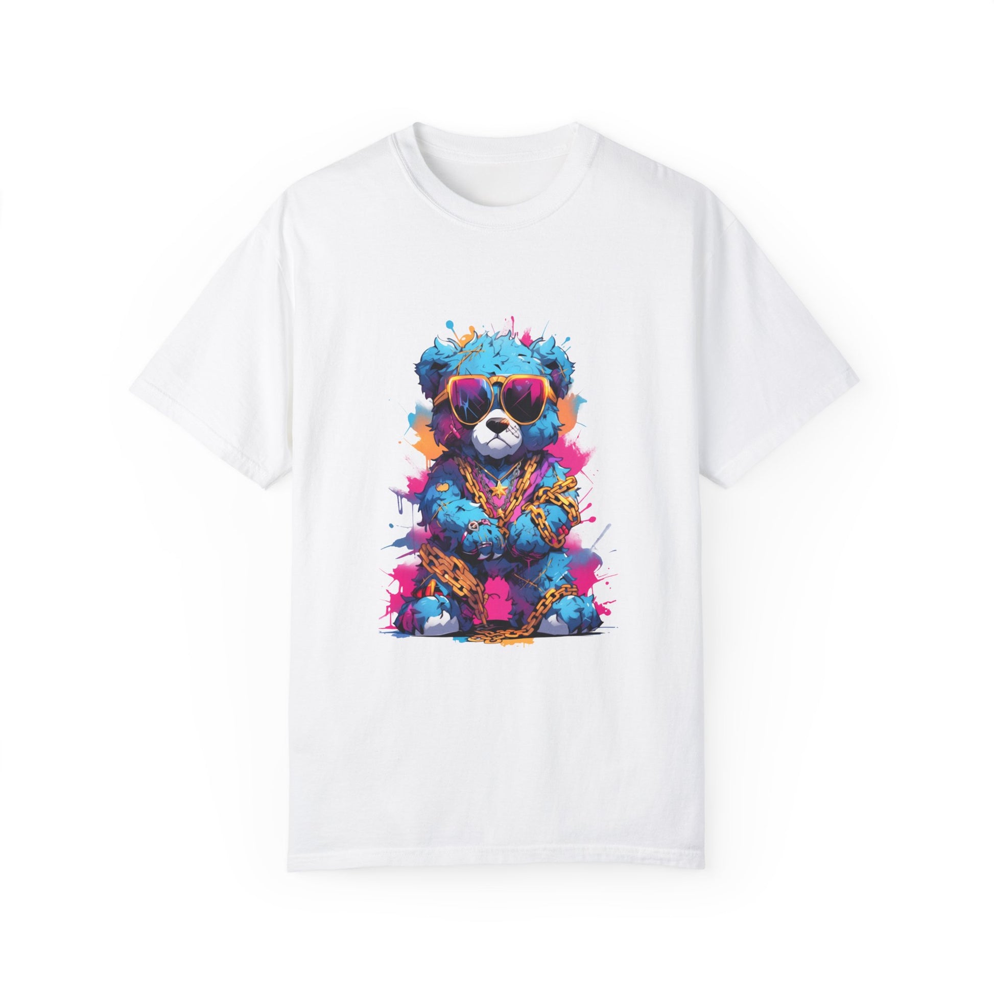 Hip Hop Teddy Bear Graphic Unisex Garment-dyed T-shirt Cotton Funny Humorous Graphic Soft Premium Unisex Men Women White T-shirt Birthday Gift-3