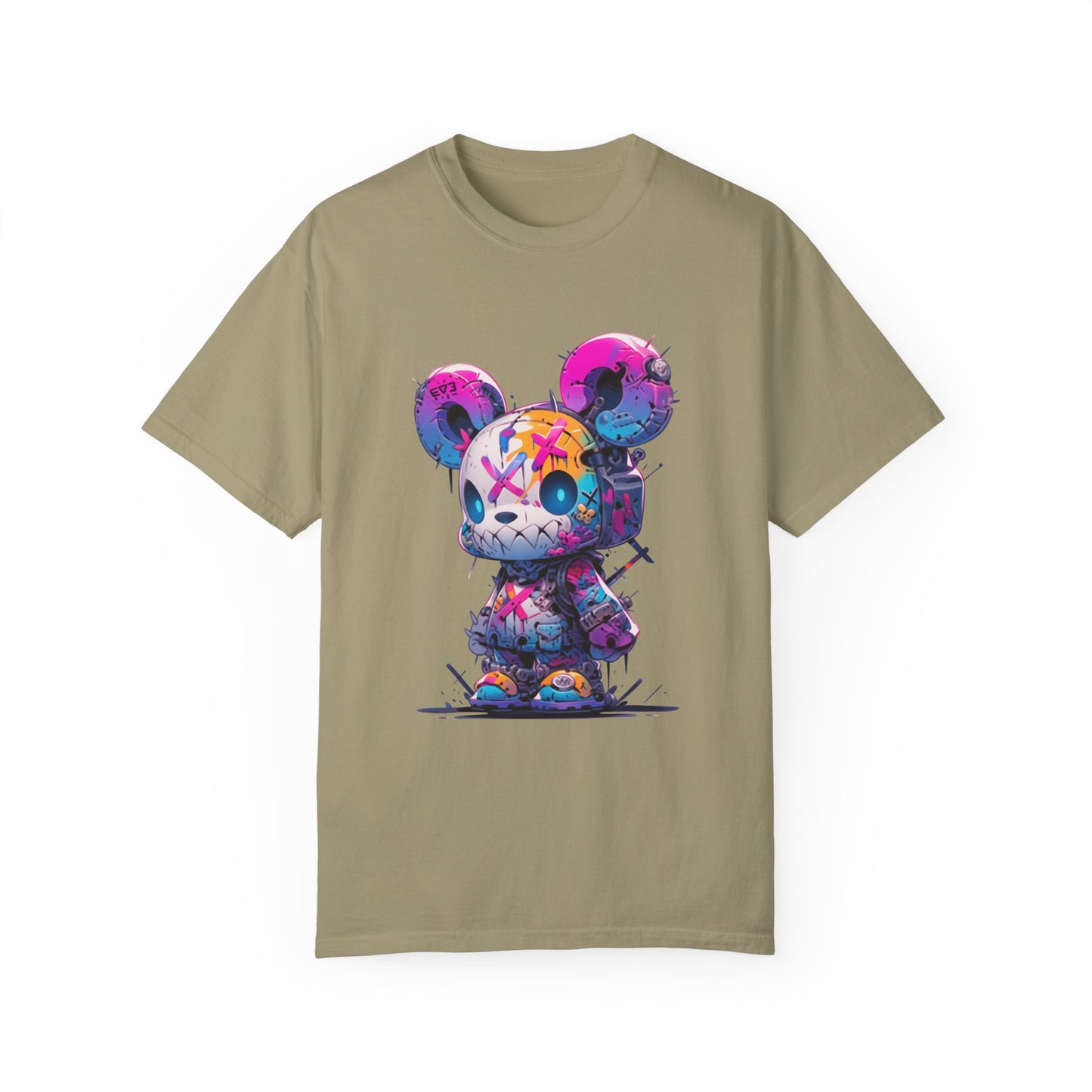 Hip Hop Teddy Bear Graphic Unisex Garment-dyed T-shirt Cotton Funny Humorous Graphic Soft Premium Unisex Men Women Khaki T-shirt Birthday Gift-11