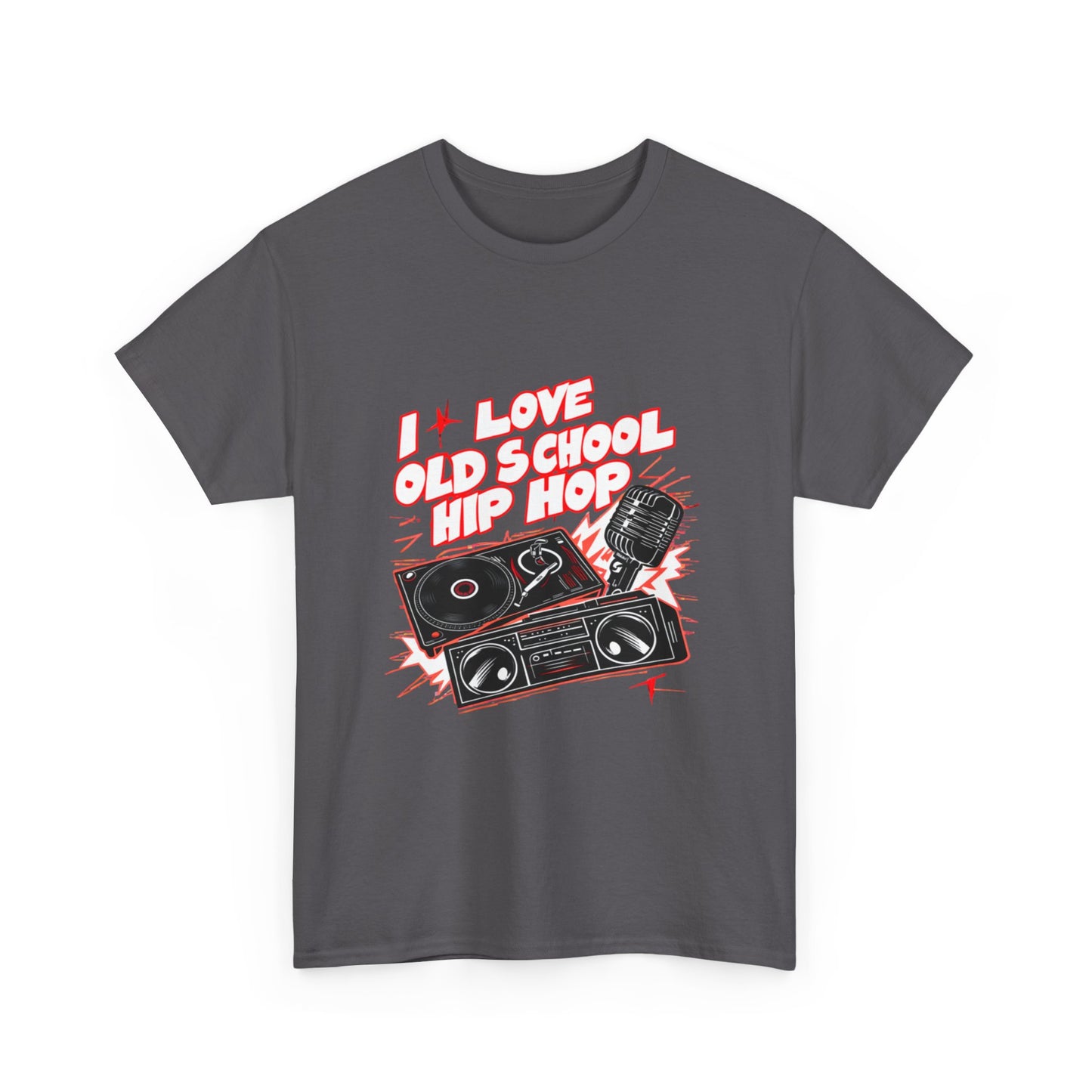 I Love Old School Hip Hop Urban Graphic Unisex Heavy Cotton Tee Cotton Funny Humorous Graphic Soft Premium Unisex Men Women Charcoal T-shirt Birthday Gift-18