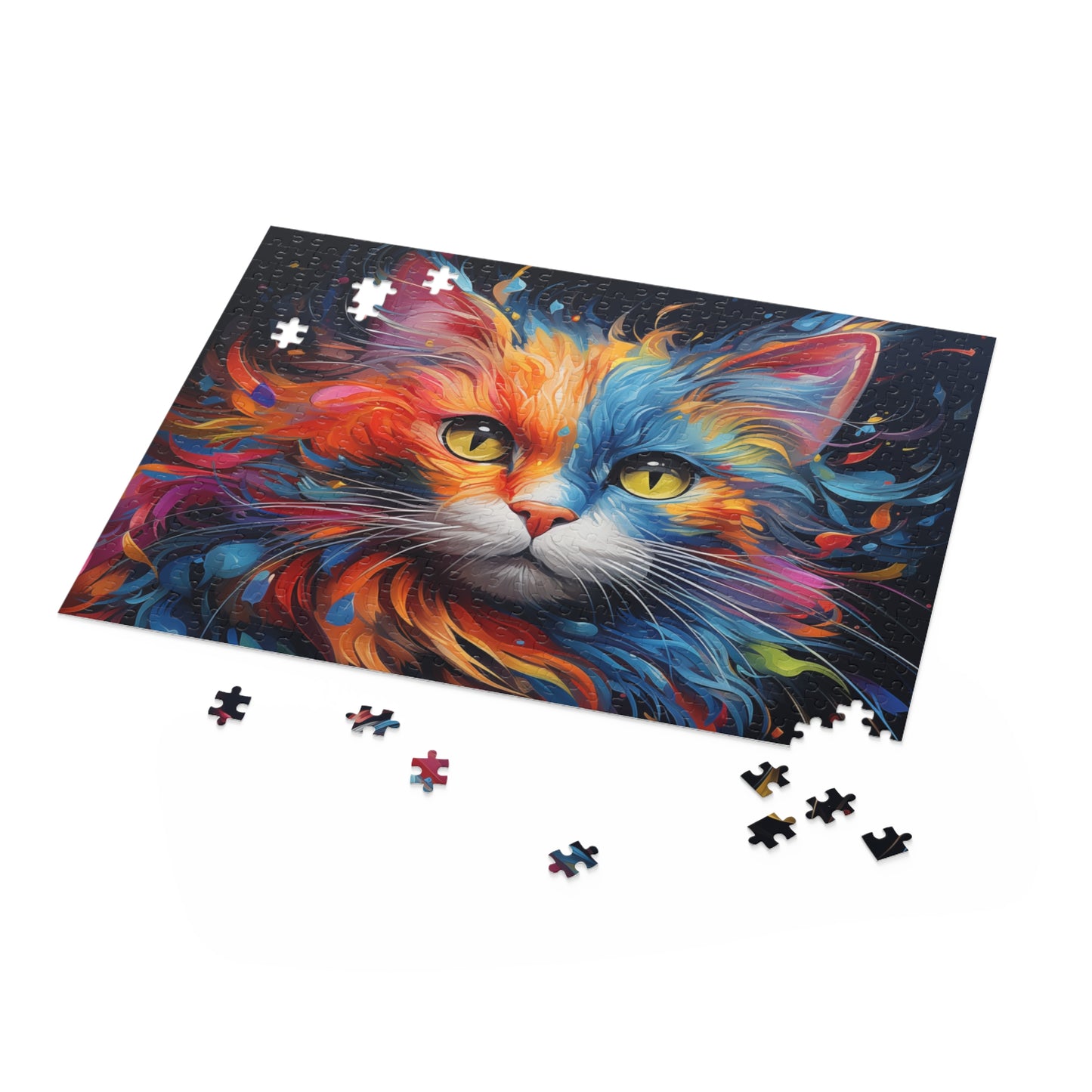 Abstract Watercolor Animal Cat Oil Paint Jigsaw Puzzle Adult Birthday Business Jigsaw Puzzle Gift for Him Funny Humorous Indoor Outdoor Game Gift For Her Online-5