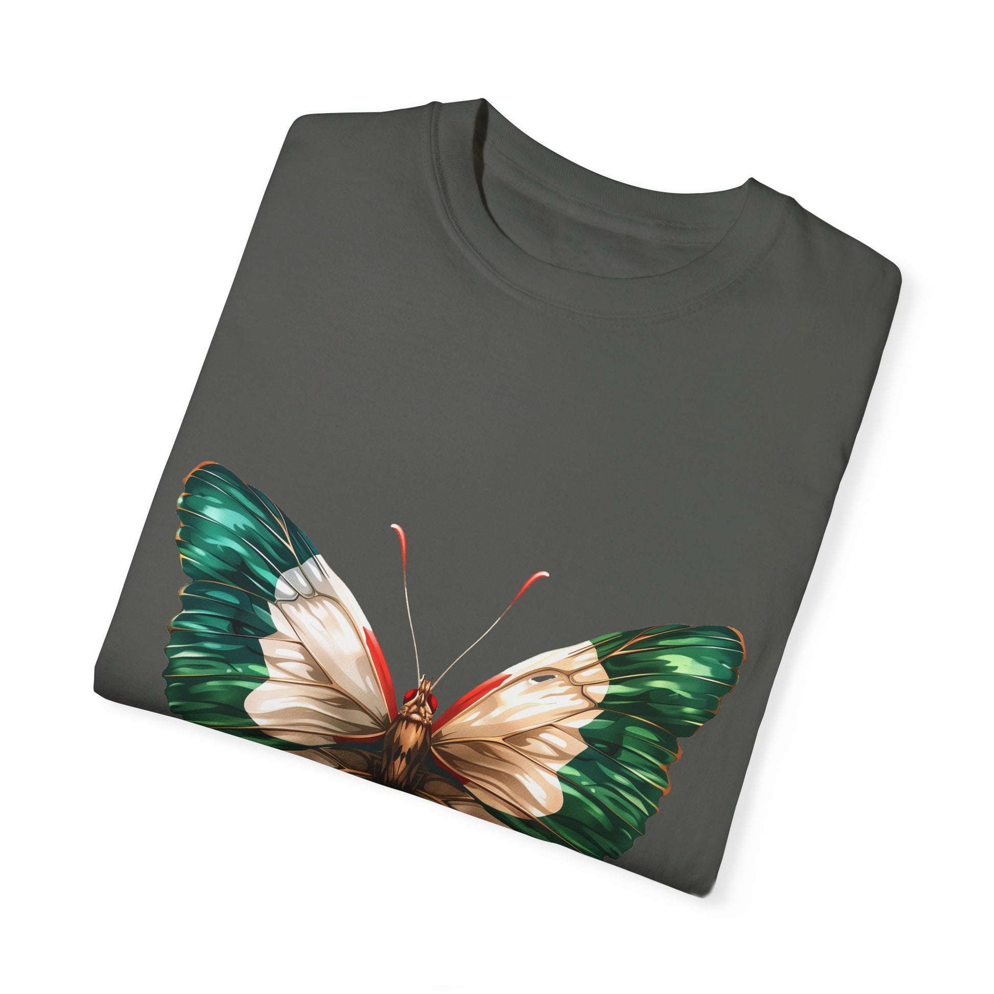 Mexico Flag Butterfly Graphic Unisex Garment Dyed T-shirt Cotton Funny Humorous Graphic Soft Premium Unisex Men Women Pepper T-shirt Birthday Gift-50