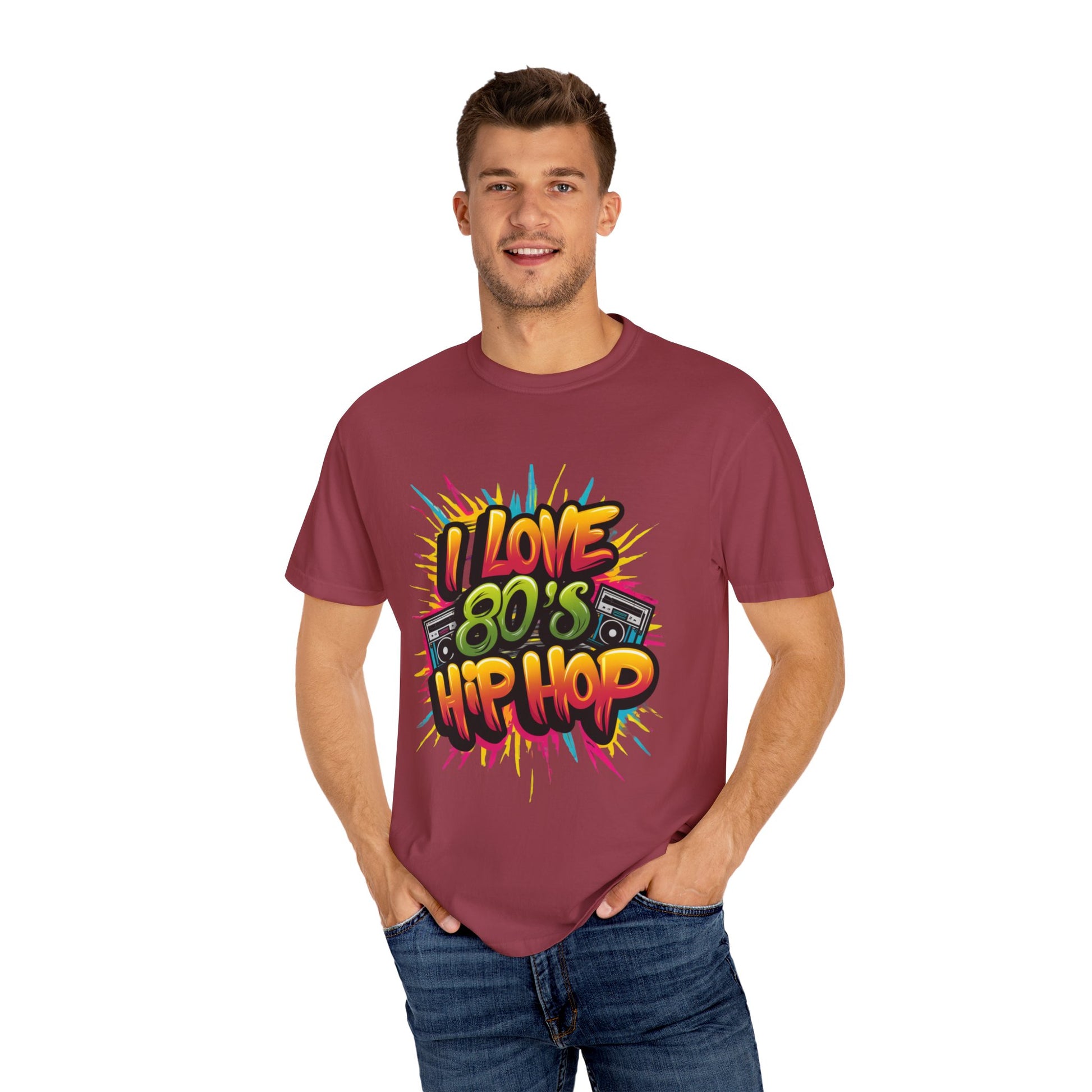 I Love 80's Hip Hop Graphic Unisex Garment-dyed T-shirt Cotton Funny Humorous Graphic Soft Premium Unisex Men Women Chili T-shirt Birthday Gift-36