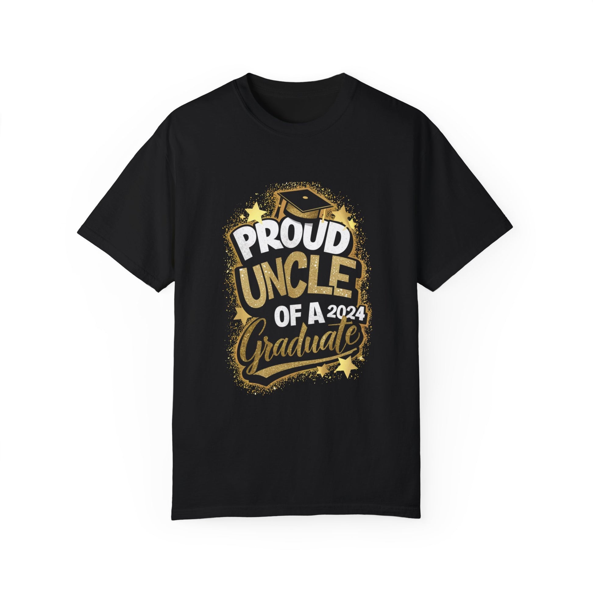 Proud Uncle of a 2024 Graduate Unisex Garment-dyed T-shirt Cotton Funny Humorous Graphic Soft Premium Unisex Men Women Black T-shirt Birthday Gift-1