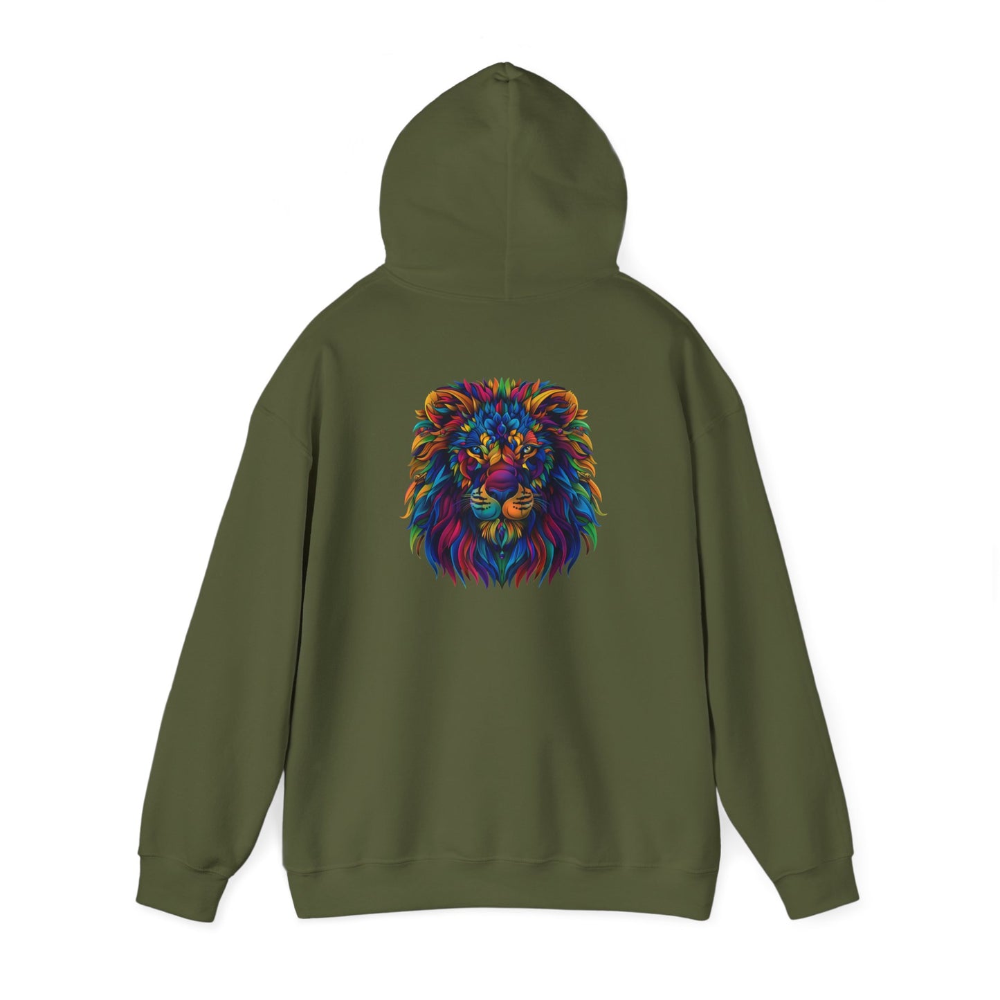 Lion Head Graphic Unisex Heavy Blend™ Hooded Sweatshirt Cotton Funny Humorous Graphic Soft Premium Unisex Men Women Military Green Hooded Sweatshirt Birthday Gift-39