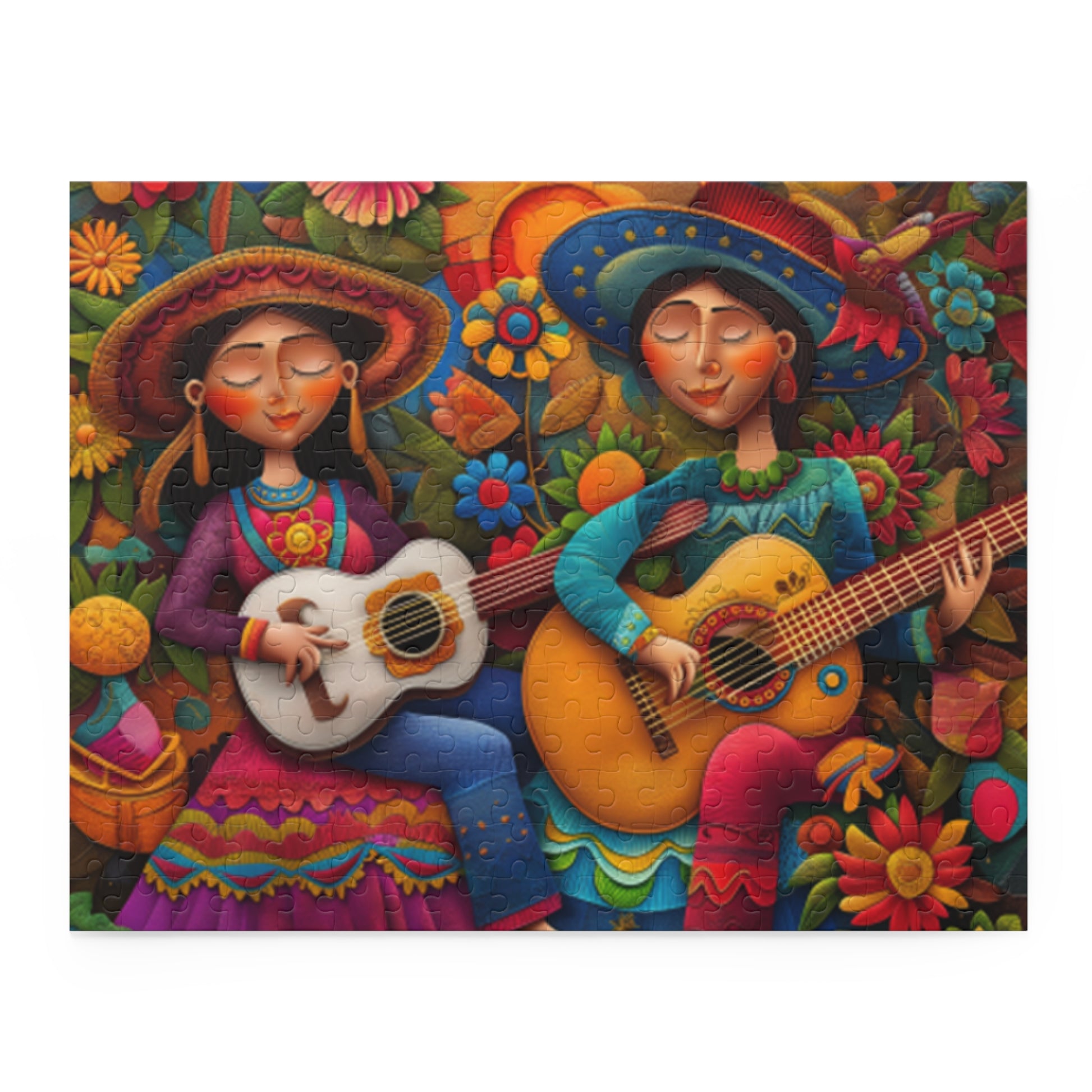 Mexican Art Couple With Guitar Jigsaw Puzzle Adult Birthday Business Jigsaw Puzzle Gift for Him Funny Humorous Indoor Outdoor Game Gift For Her Online-3