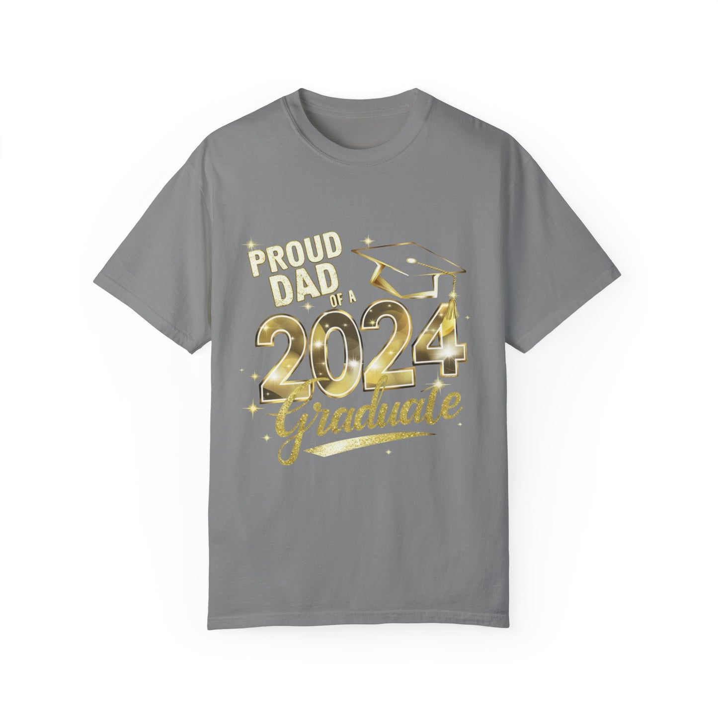 Proud of Dad 2024 Graduate Unisex Garment-dyed T-shirt Cotton Funny Humorous Graphic Soft Premium Unisex Men Women Granite T-shirt Birthday Gift-4