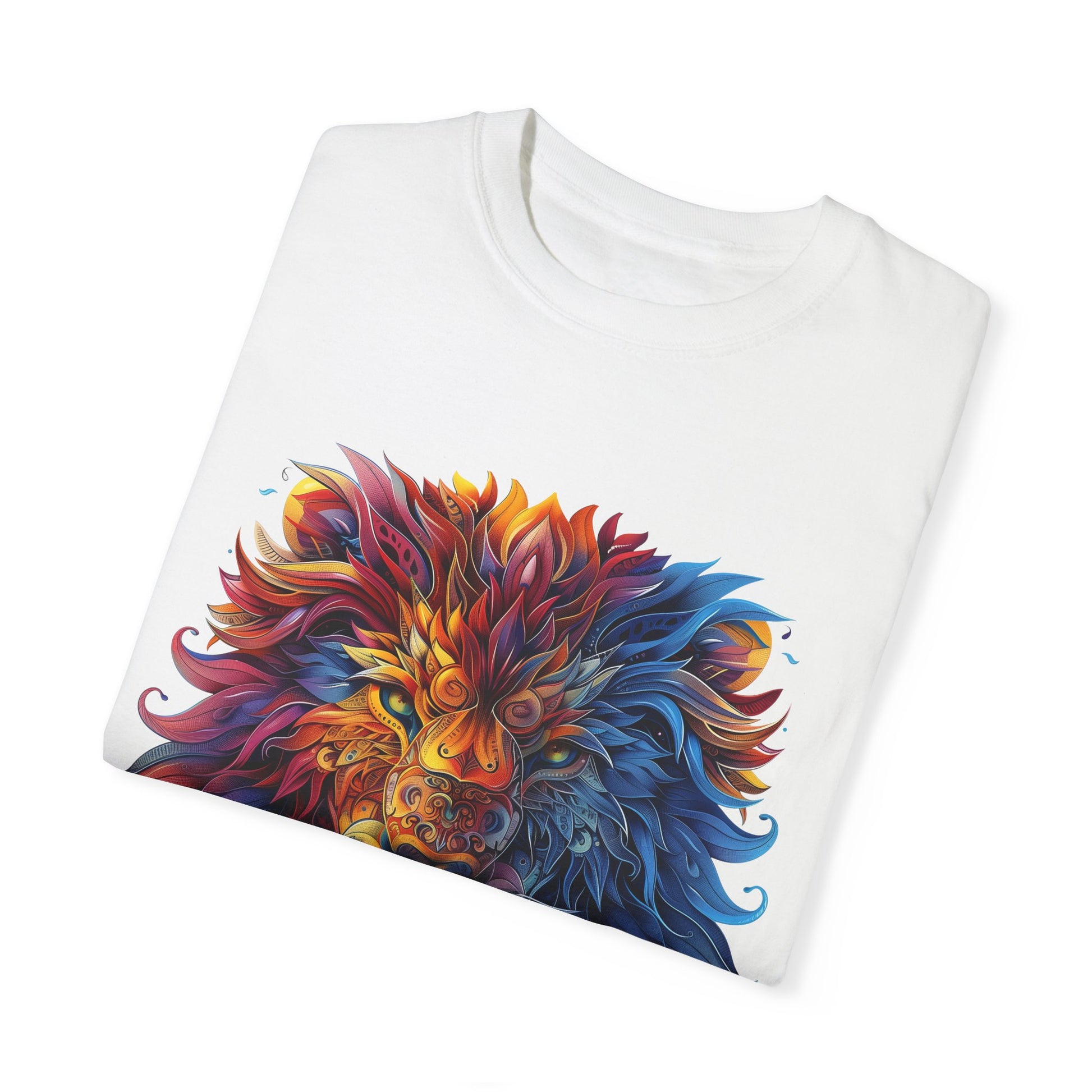 Lion Head Cool Graphic Design Novelty Unisex Garment-dyed T-shirt Cotton Funny Humorous Graphic Soft Premium Unisex Men Women White T-shirt Birthday Gift-23