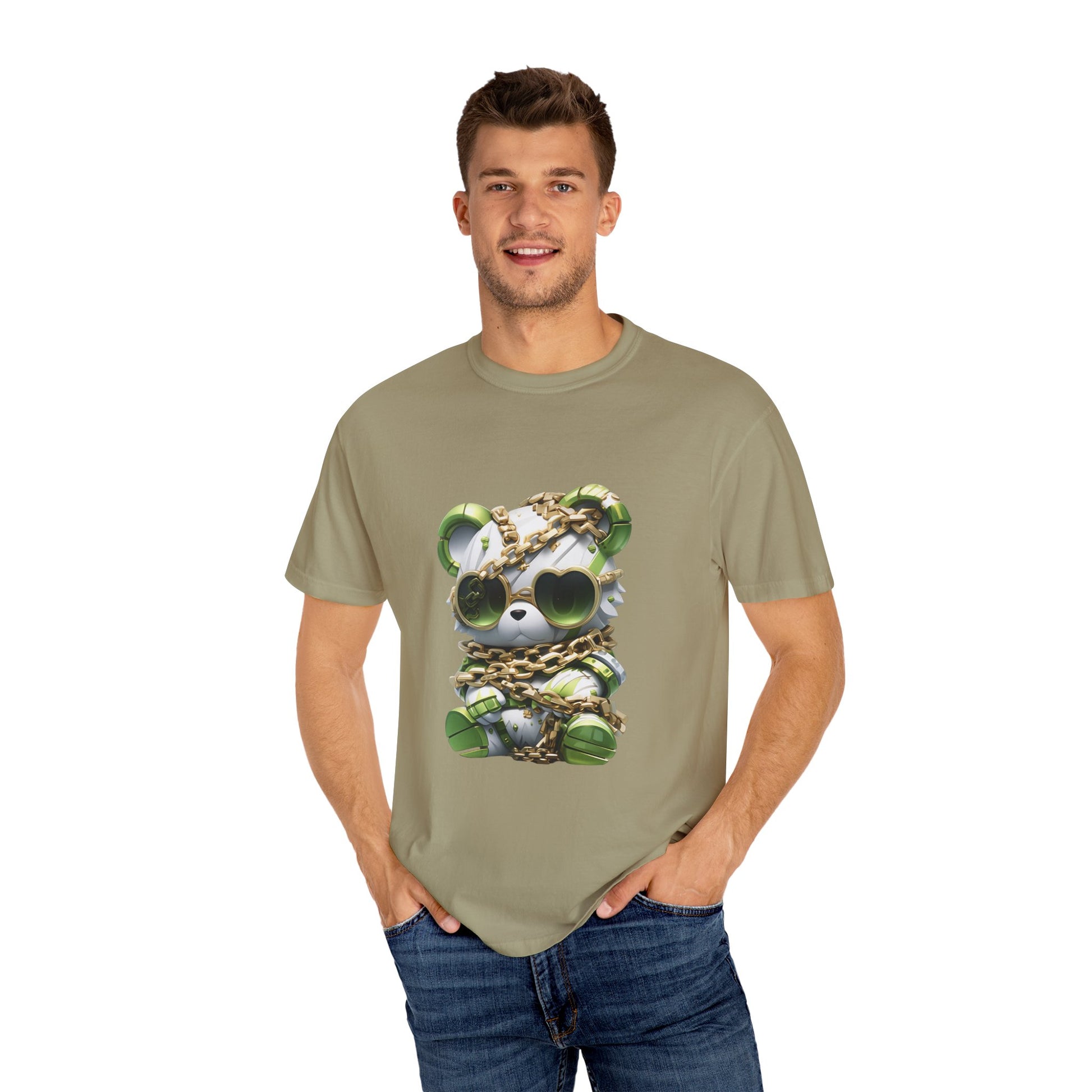 Hip Hop Teddy Bear Graphic Unisex Garment-dyed T-shirt Cotton Funny Humorous Graphic Soft Premium Unisex Men Women Khaki T-shirt Birthday Gift-48