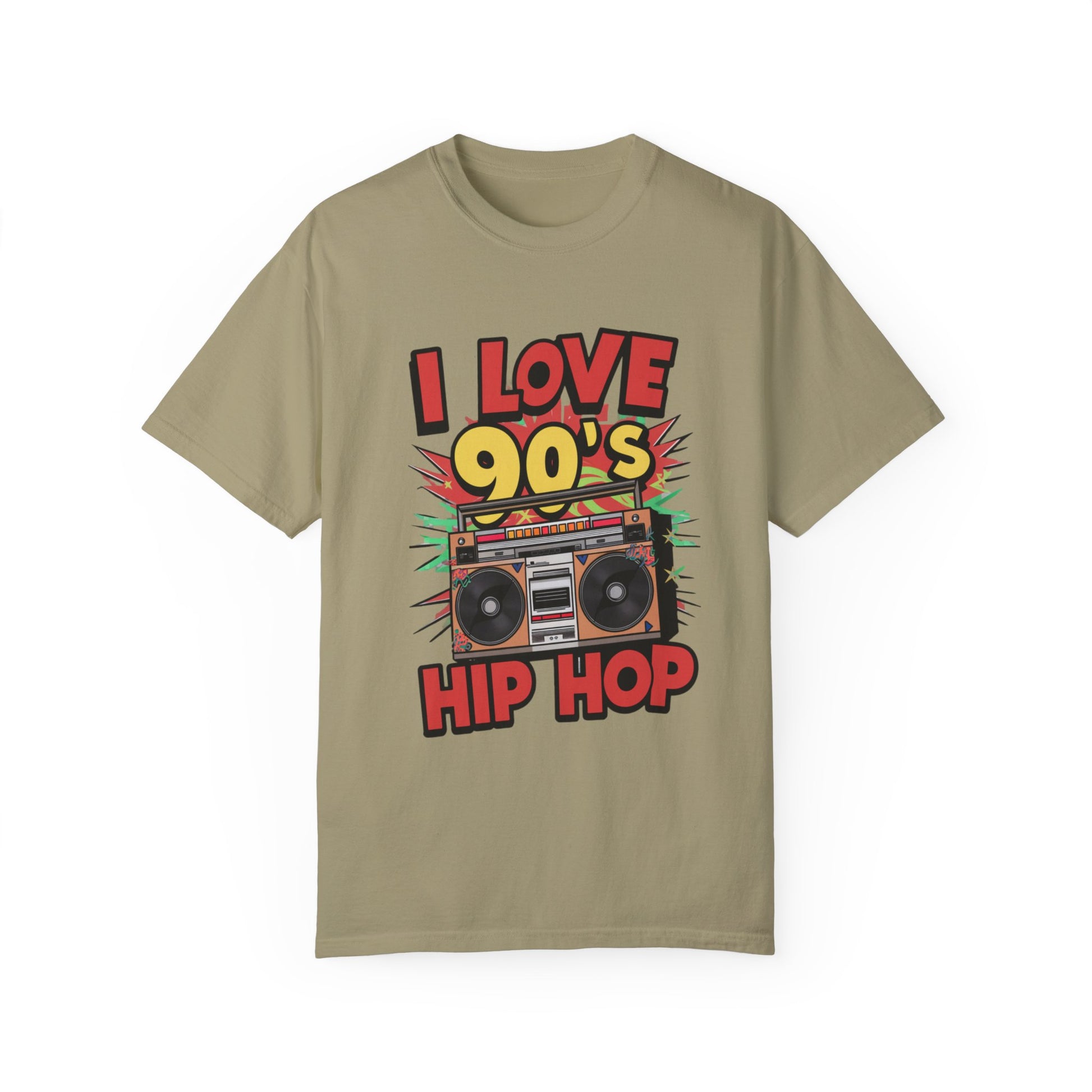 I Love 90's Hip Hop Graphic Unisex Garment-dyed T-shirt Cotton Funny Humorous Graphic Soft Premium Unisex Men Women Khaki T-shirt Birthday Gift-11