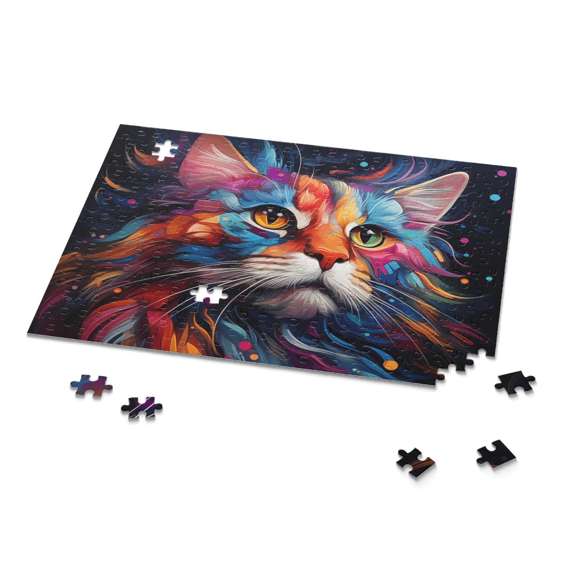 Abstract Watercolor Cat Jigsaw Puzzle Adult Birthday Business Jigsaw Puzzle Gift for Him Funny Humorous Indoor Outdoor Game Gift For Her Online-9