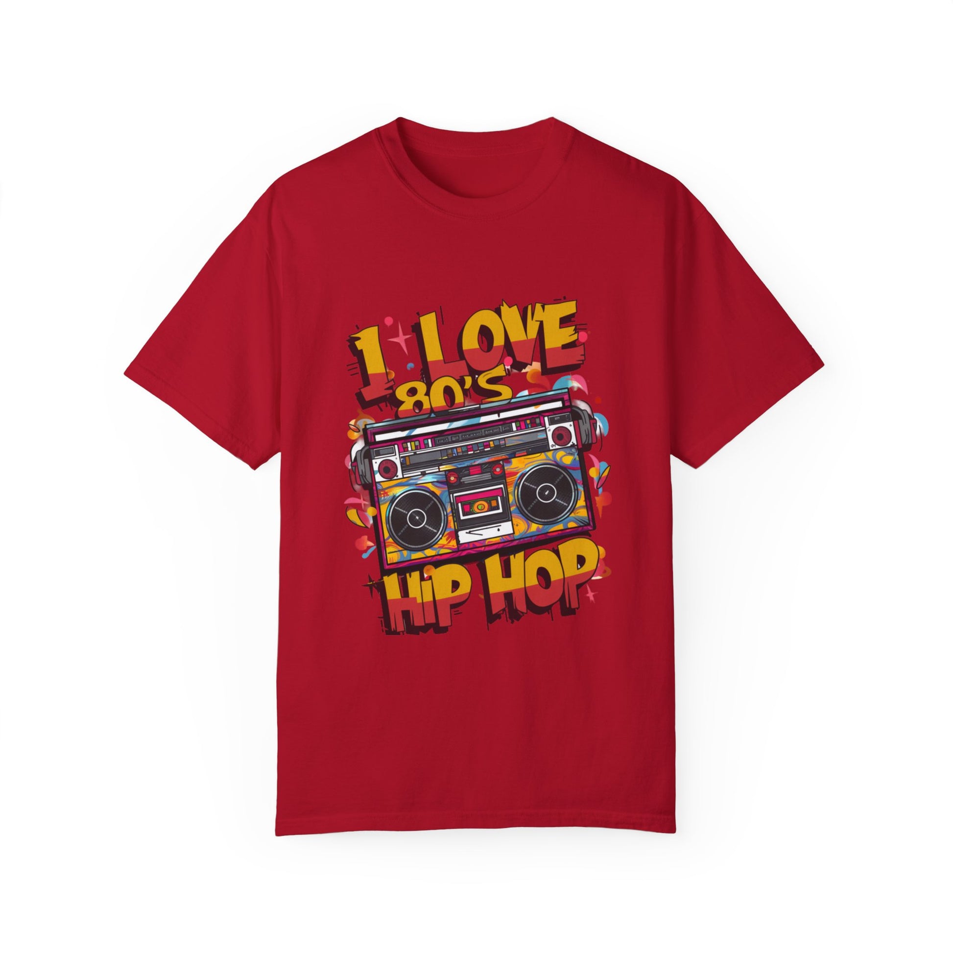 I Love 80's Hip Hop Graphic Unisex Garment-dyed T-shirt Cotton Funny Humorous Graphic Soft Premium Unisex Men Women Red T-shirt Birthday Gift-2