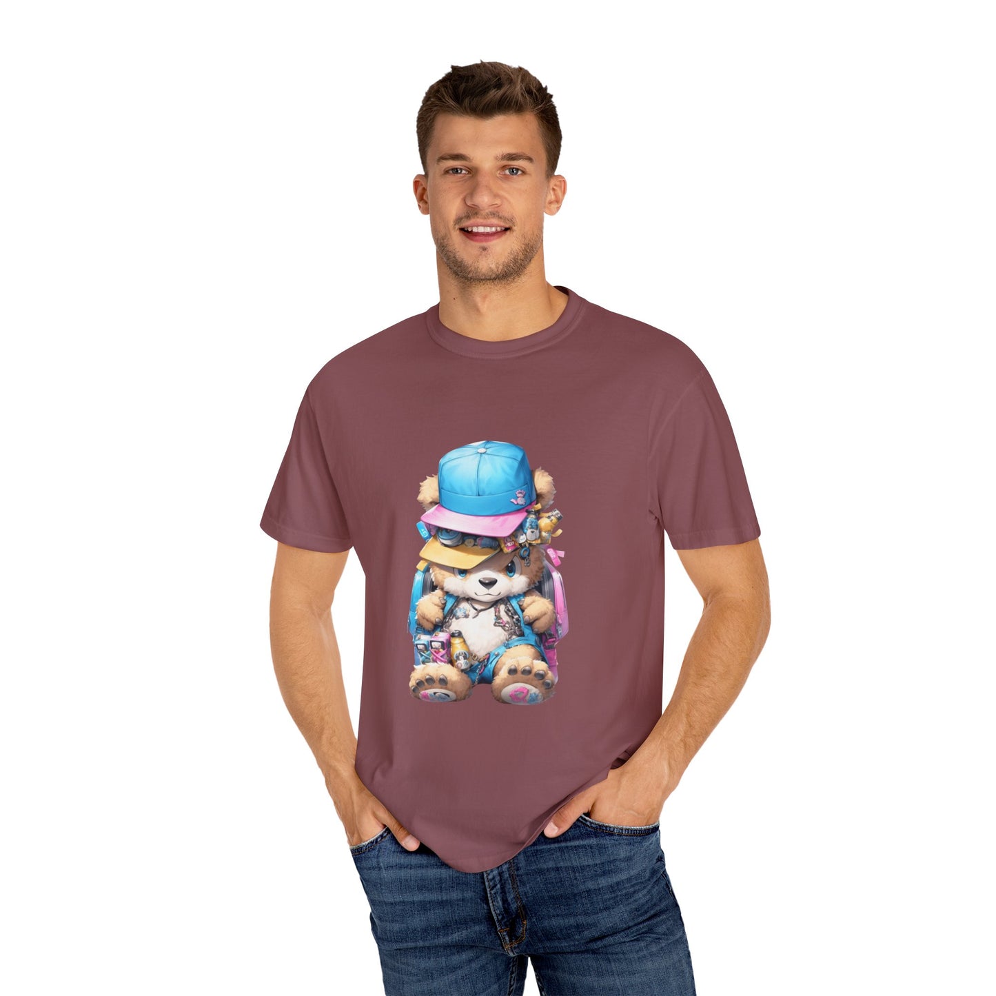 Hip Hop Teddy Bear Graphic Unisex Garment-dyed T-shirt Cotton Funny Humorous Graphic Soft Premium Unisex Men Women Brick T-shirt Birthday Gift-30