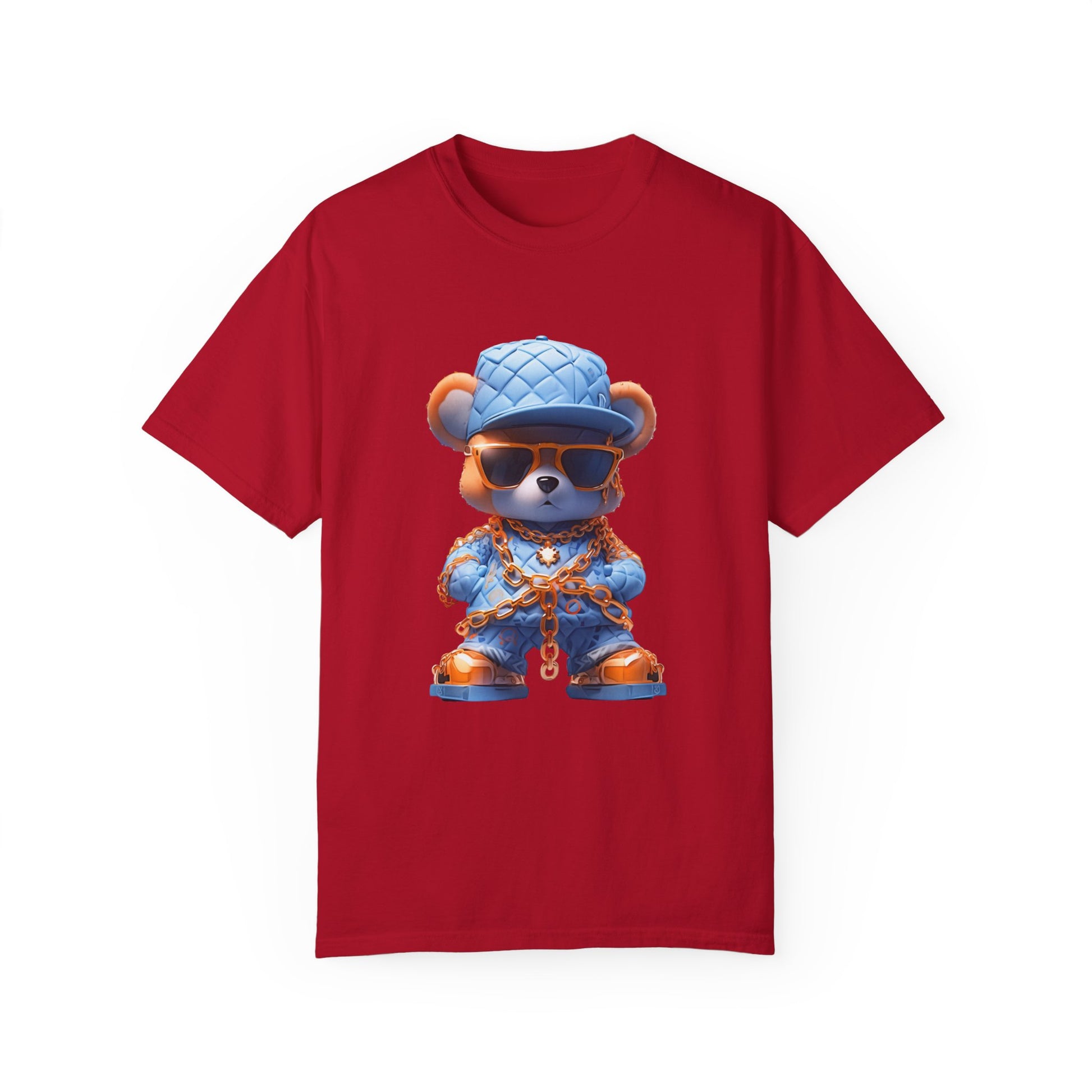 Hip Hop Teddy Bear Graphic Unisex Garment-dyed T-shirt Cotton Funny Humorous Graphic Soft Premium Unisex Men Women Red T-shirt Birthday Gift-2