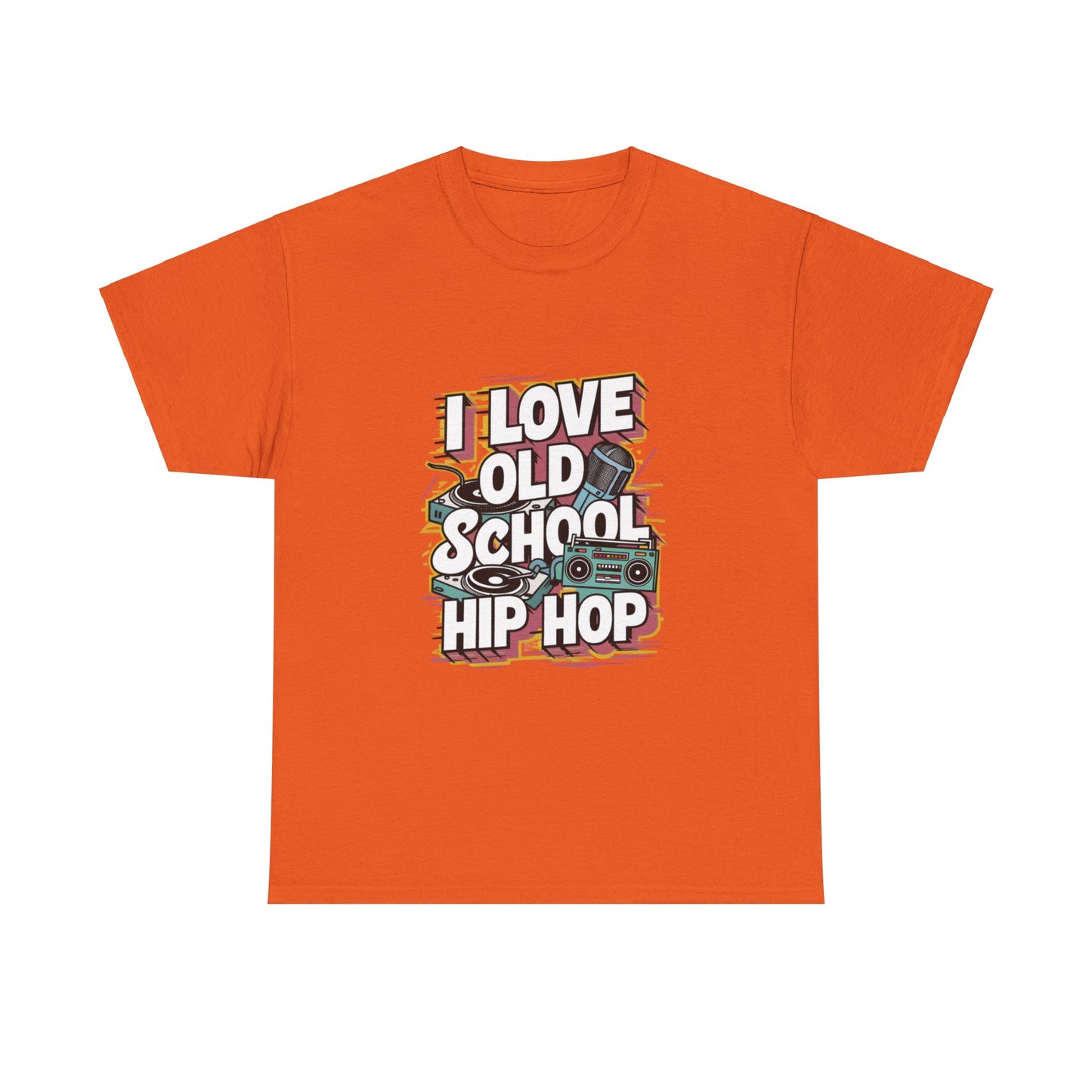 I Love Old School Hip Hop Urban Graphic Unisex Heavy Cotton Tee Cotton Funny Humorous Graphic Soft Premium Unisex Men Women Orange T-shirt Birthday Gift-6