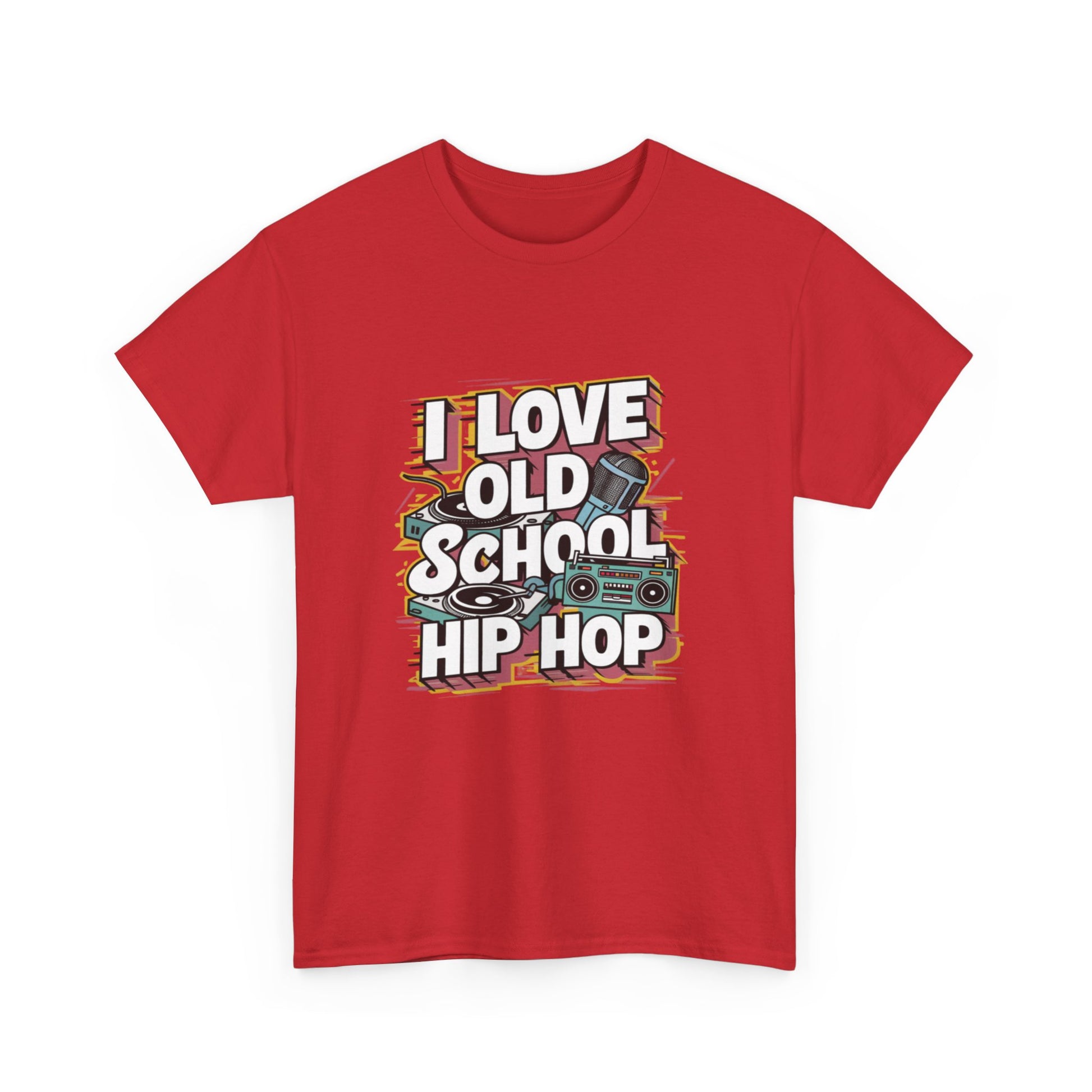 I Love Old School Hip Hop Urban Graphic Unisex Heavy Cotton Tee Cotton Funny Humorous Graphic Soft Premium Unisex Men Women Red T-shirt Birthday Gift-33