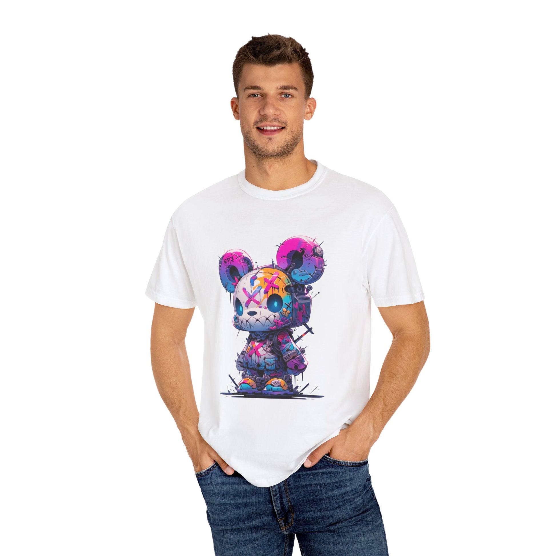 Hip Hop Teddy Bear Graphic Unisex Garment-dyed T-shirt Cotton Funny Humorous Graphic Soft Premium Unisex Men Women White T-shirt Birthday Gift-24