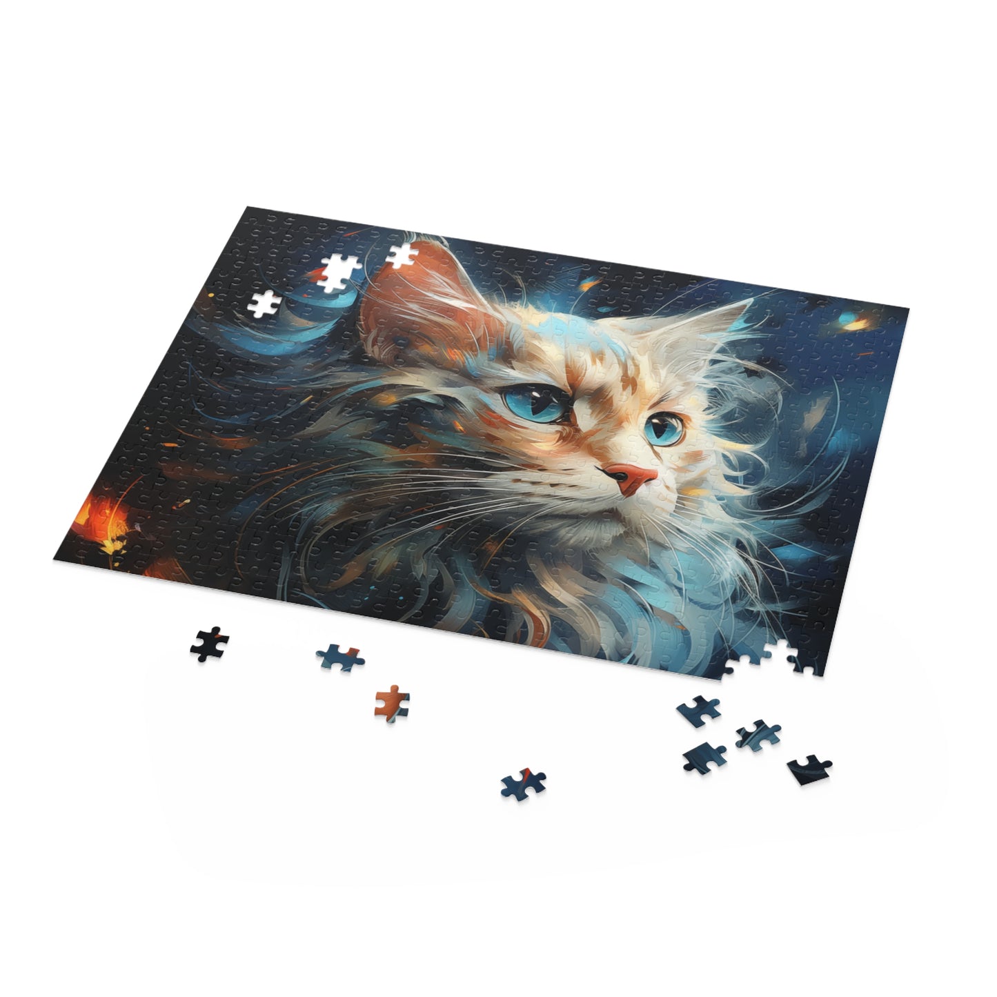 Abstract Vibrant Watercolor Cat Jigsaw Puzzle for Boys Girls Kids Adult Birthday Business Jigsaw Puzzle Gift for Him Funny Humorous Indoor Outdoor Game Gift For Her Online-5