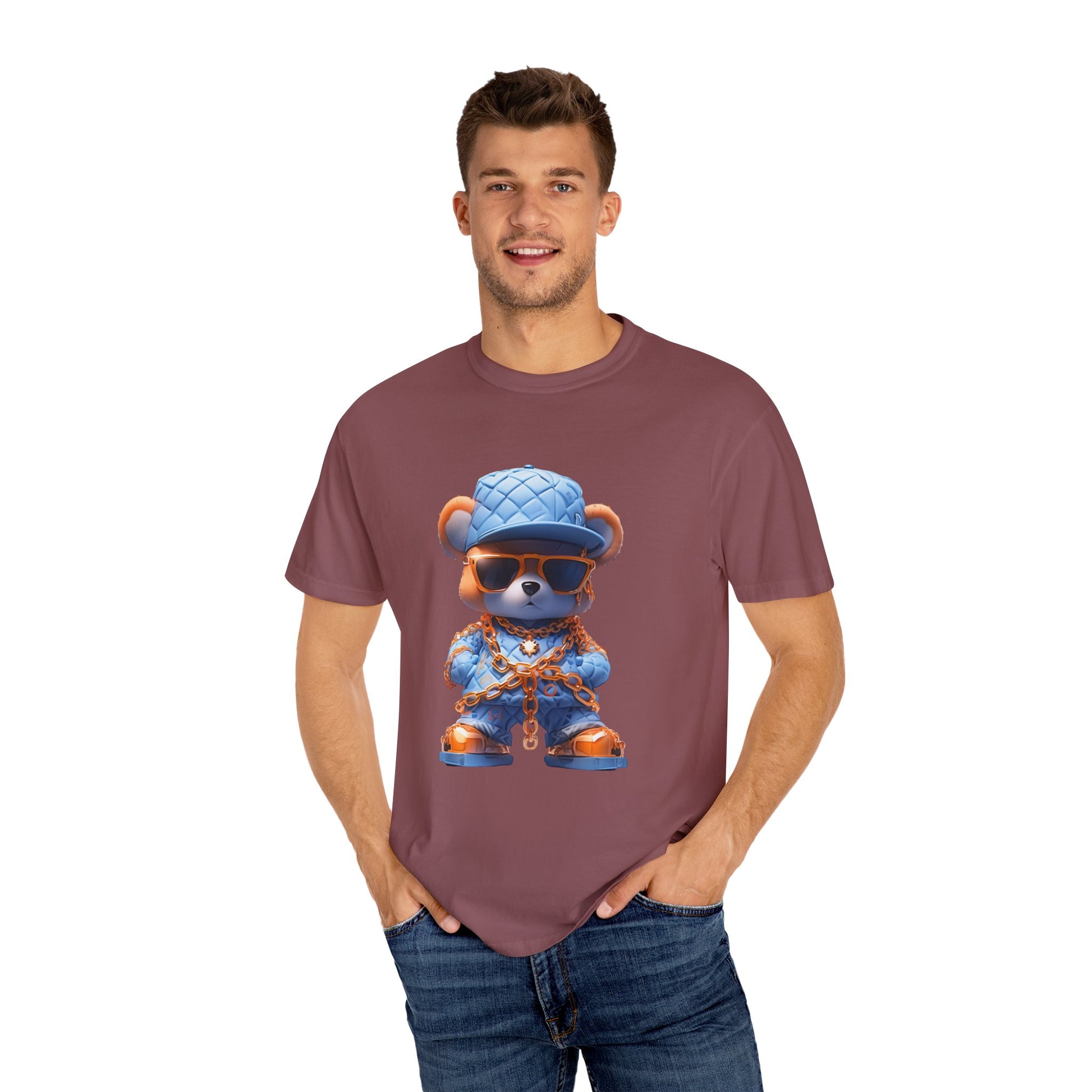 Hip Hop Teddy Bear Graphic Unisex Garment-dyed T-shirt Cotton Funny Humorous Graphic Soft Premium Unisex Men Women Brick T-shirt Birthday Gift-30