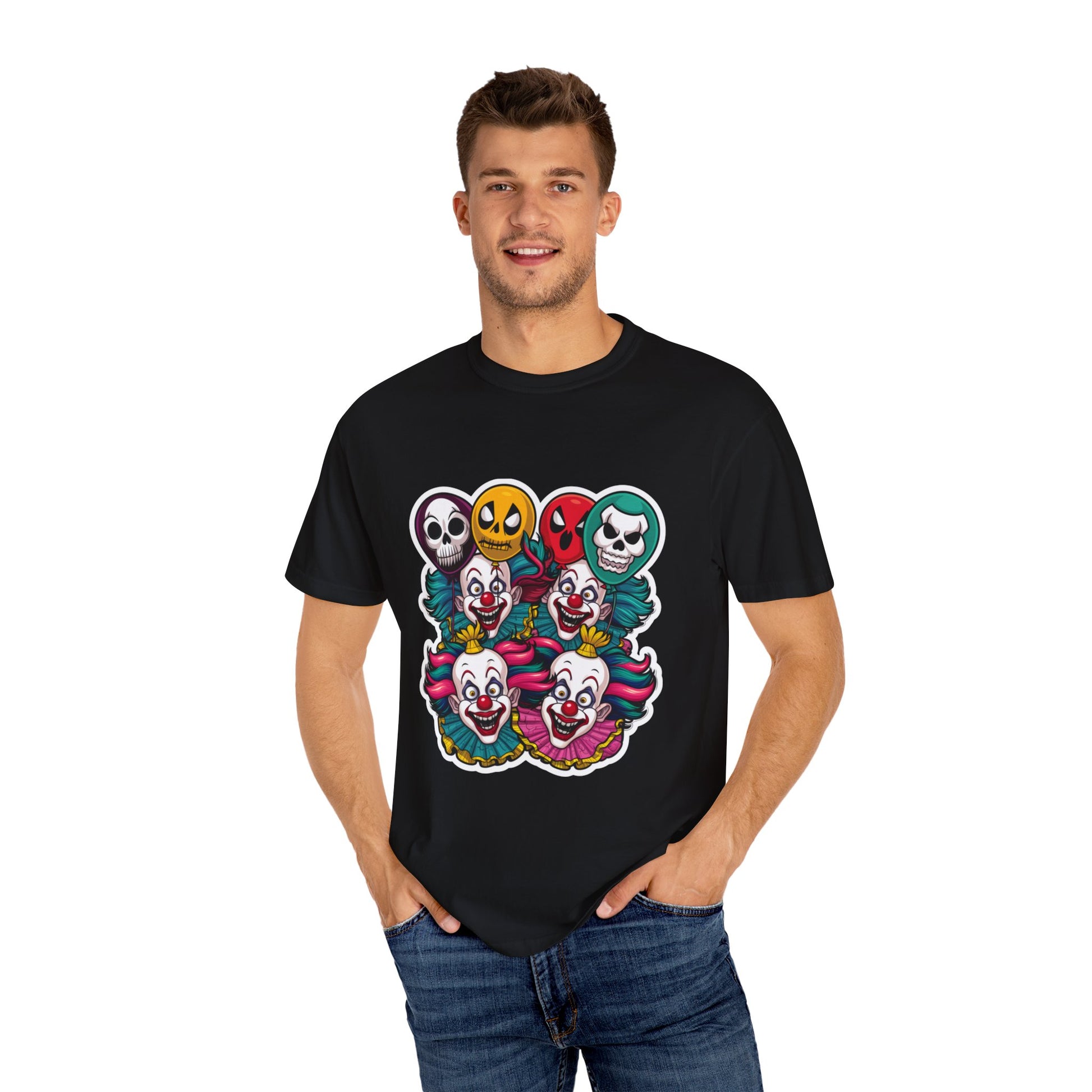 Funny Horror Scary Clown Face Urban Sarcastic Graphic Unisex Garment Dyed T-shirt Cotton Funny Humorous Graphic Soft Premium Unisex Men Women Black T-shirt Birthday Gift-18