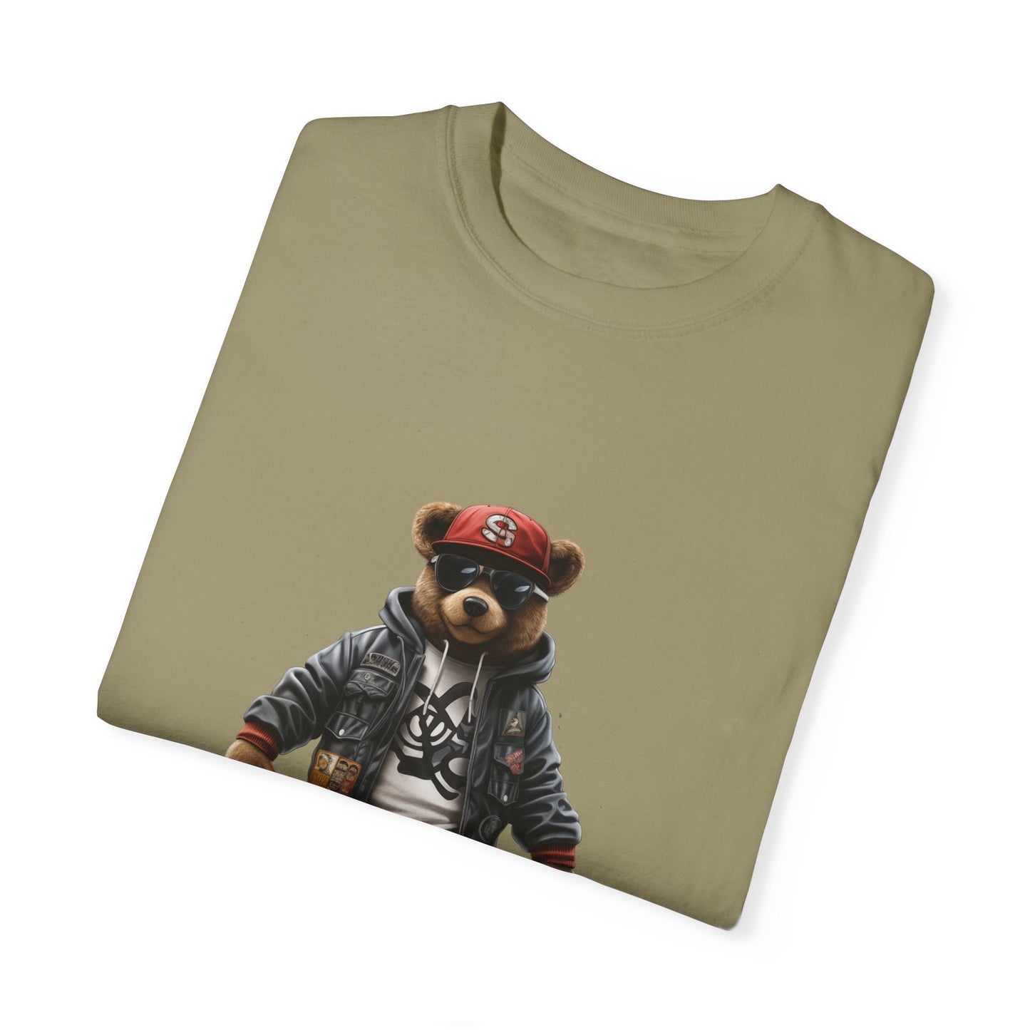 Hip Hop Teddy Bear Graphic Unisex Garment-dyed T-shirt Cotton Funny Humorous Graphic Soft Premium Unisex Men Women Khaki T-shirt Birthday Gift-47