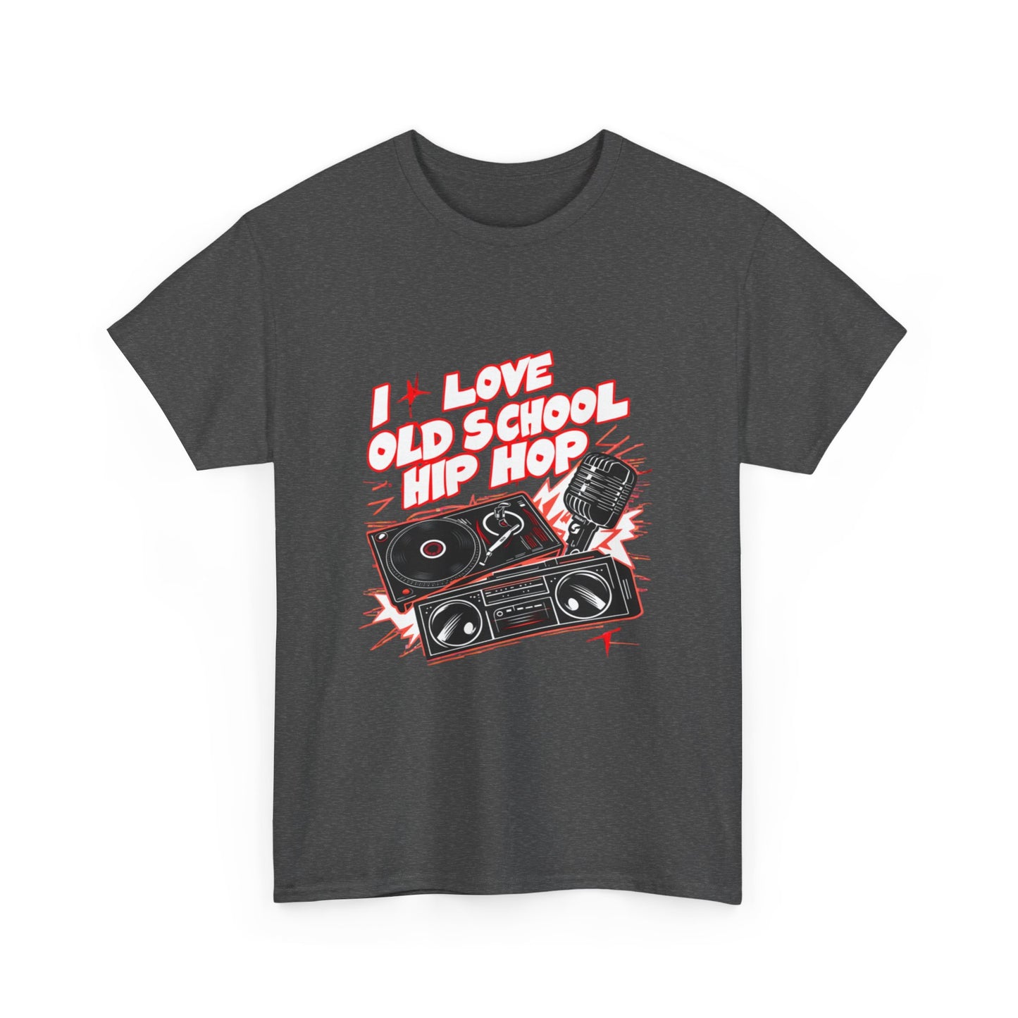 I Love Old School Hip Hop Urban Graphic Unisex Heavy Cotton Tee Cotton Funny Humorous Graphic Soft Premium Unisex Men Women Dark Heather T-shirt Birthday Gift-24