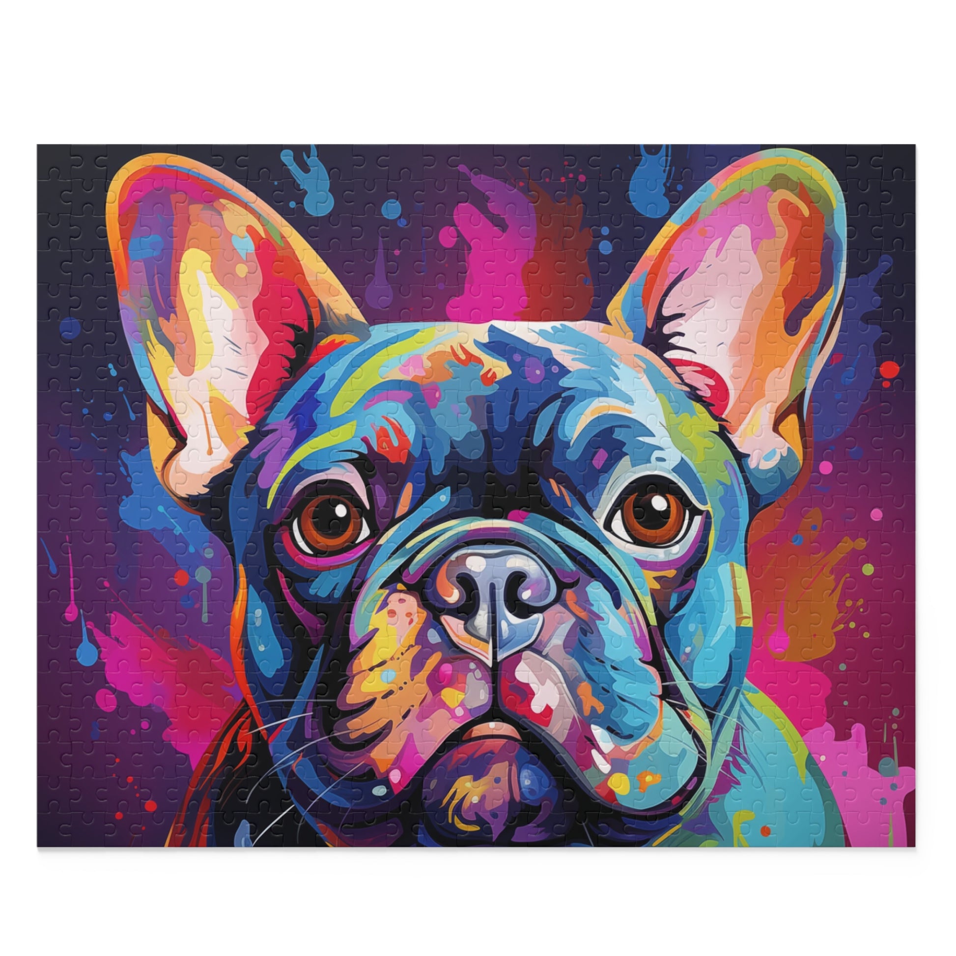 Oil Paint Watercolor Abstract Frenchie Dog Jigsaw Puzzle Adult Birthday Business Jigsaw Puzzle Gift for Him Funny Humorous Indoor Outdoor Game Gift For Her Online-1
