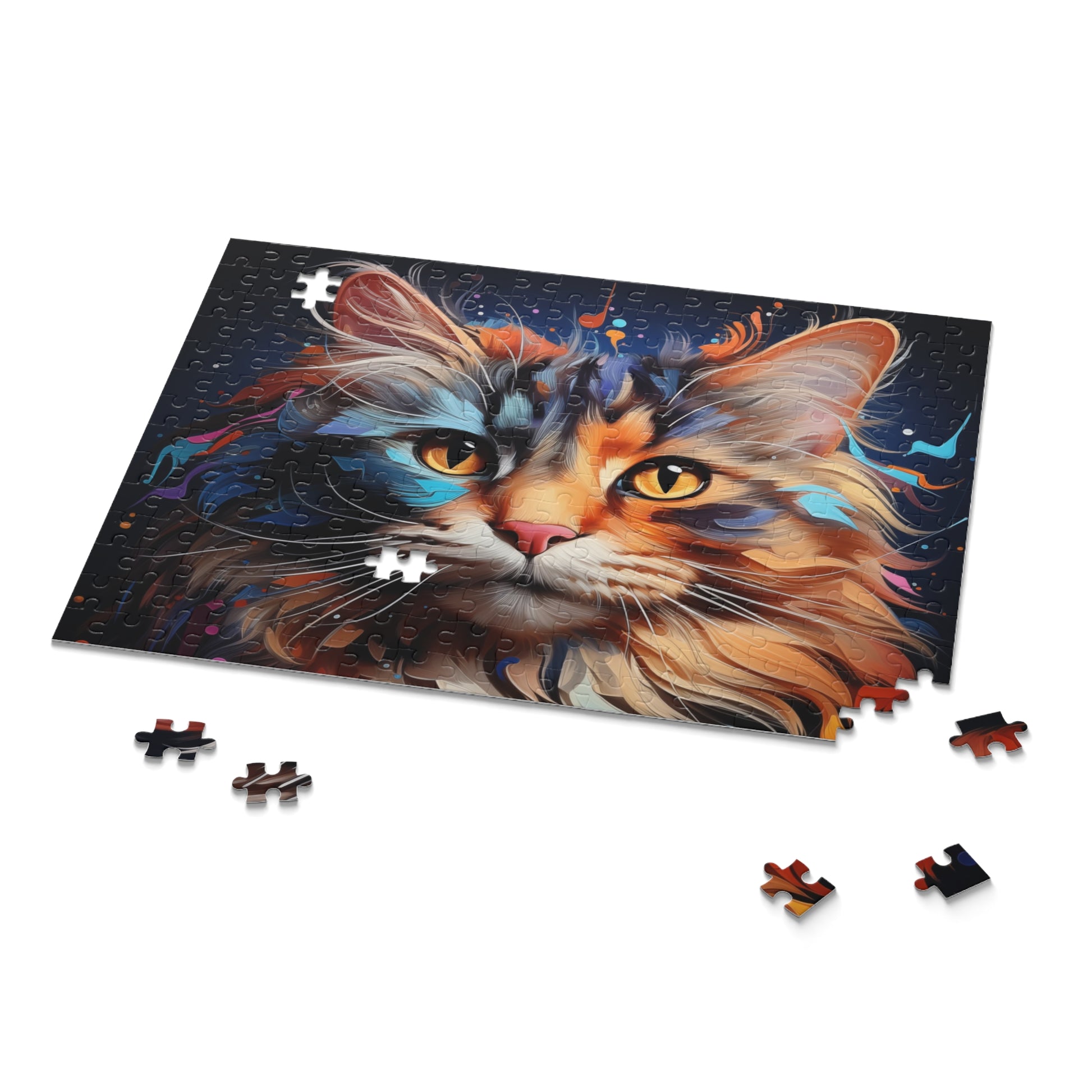 Watercolor Abstract Cat Jigsaw Puzzle for Boys, Girls, Kids Adult Birthday Business Jigsaw Puzzle Gift for Him Funny Humorous Indoor Outdoor Game Gift For Her Online-9
