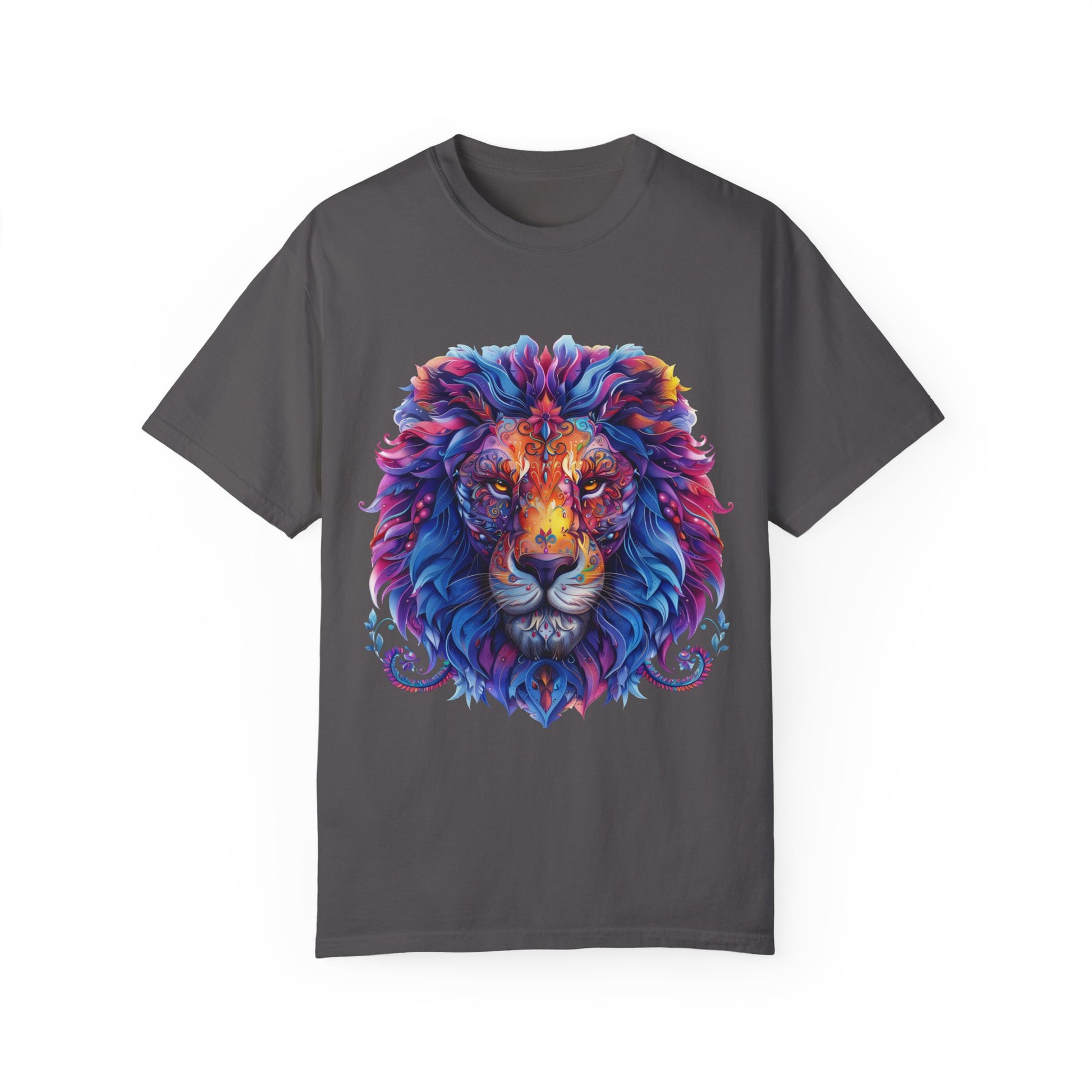 Lion Head Cool Graphic Design Novelty Unisex Garment-dyed T-shirt Cotton Funny Humorous Graphic Soft Premium Unisex Men Women Graphite T-shirt Birthday Gift-8