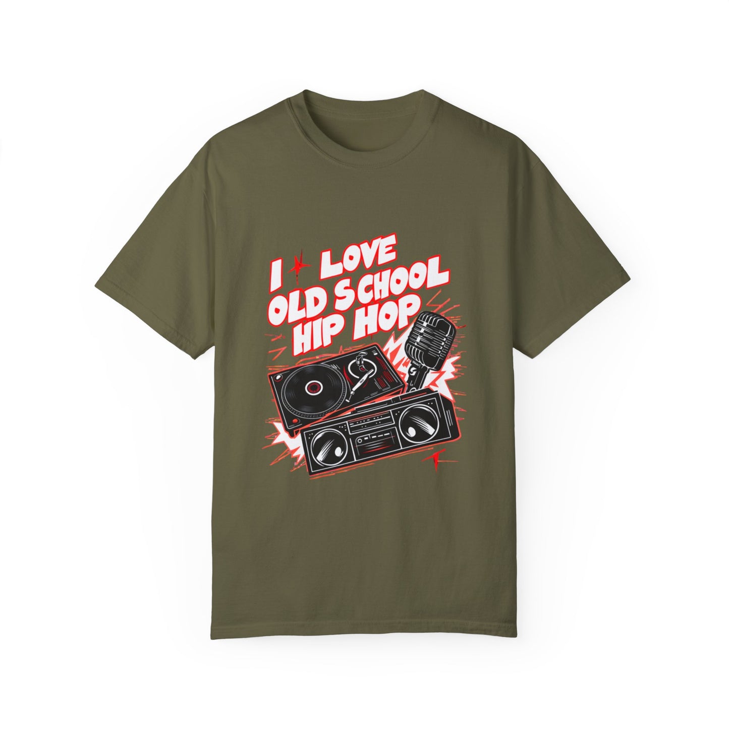 I Love Old School Hip Hop Graphic Unisex Garment-dyed T-shirt Cotton Funny Humorous Graphic Soft Premium Unisex Men Women Sage T-shirt Birthday Gift-13