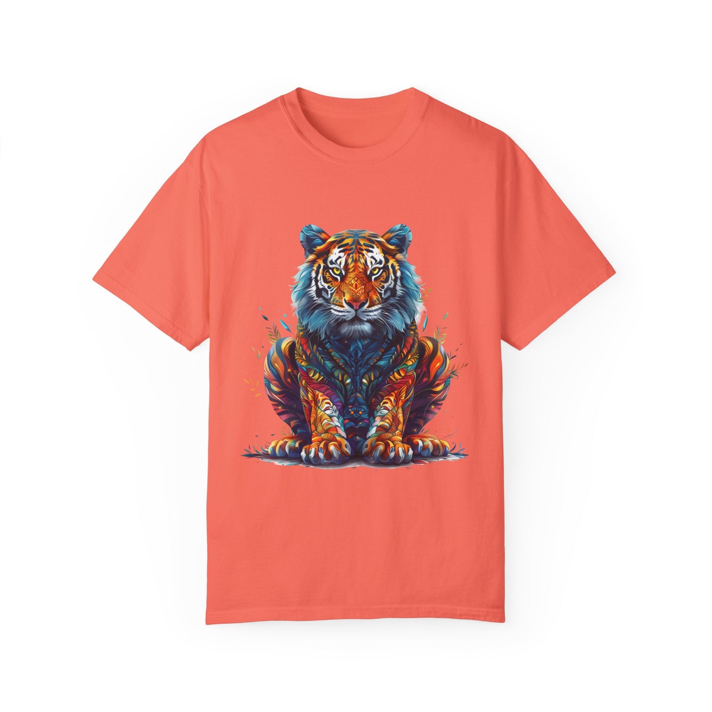 Lion Head Cool Graphic Design Novelty Unisex Garment-dyed T-shirt Cotton Funny Humorous Graphic Soft Premium Unisex Men Women Bright Salmon T-shirt Birthday Gift-6