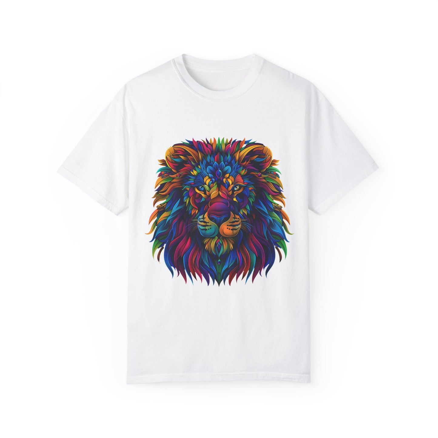 Lion Head Cool Graphic Design Novelty Unisex Garment-dyed T-shirt Cotton Funny Humorous Graphic Soft Premium Unisex Men Women White T-shirt Birthday Gift-3