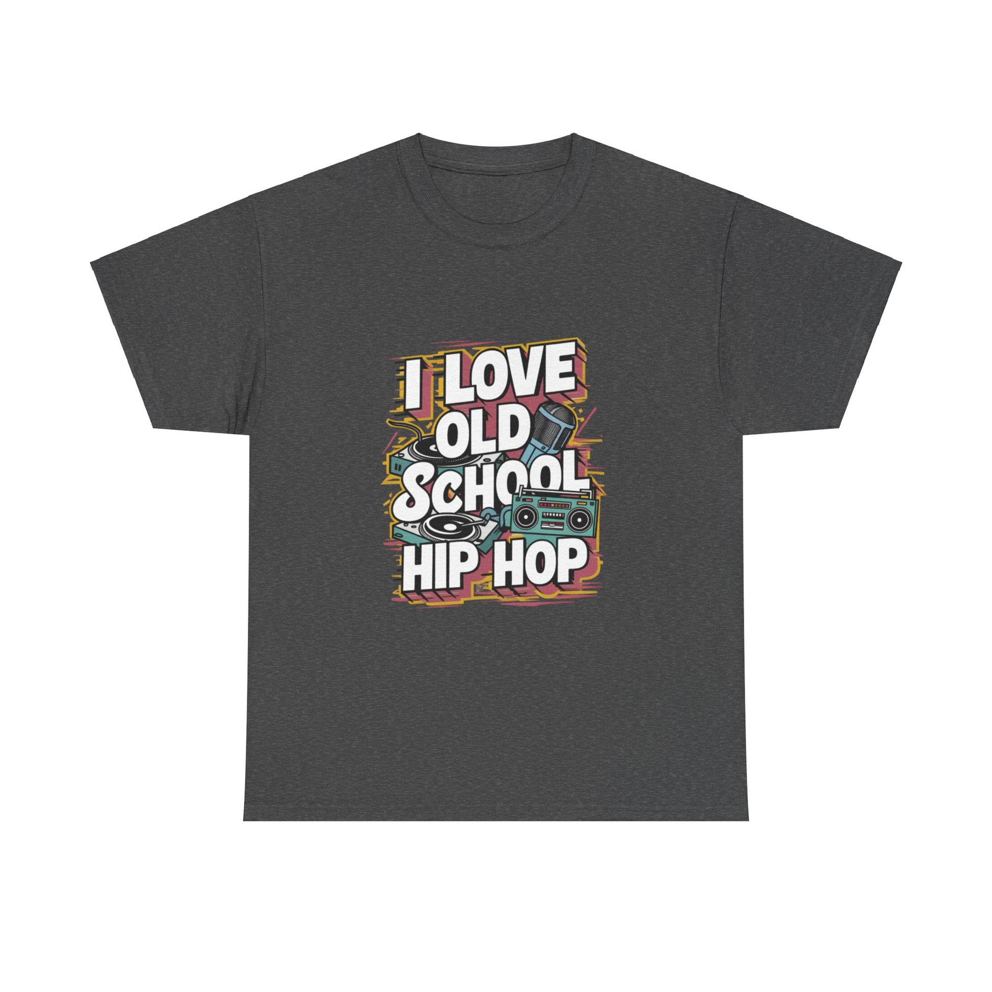 I Love Old School Hip Hop Urban Graphic Unisex Heavy Cotton Tee Cotton Funny Humorous Graphic Soft Premium Unisex Men Women Dark Heather T-shirt Birthday Gift-4