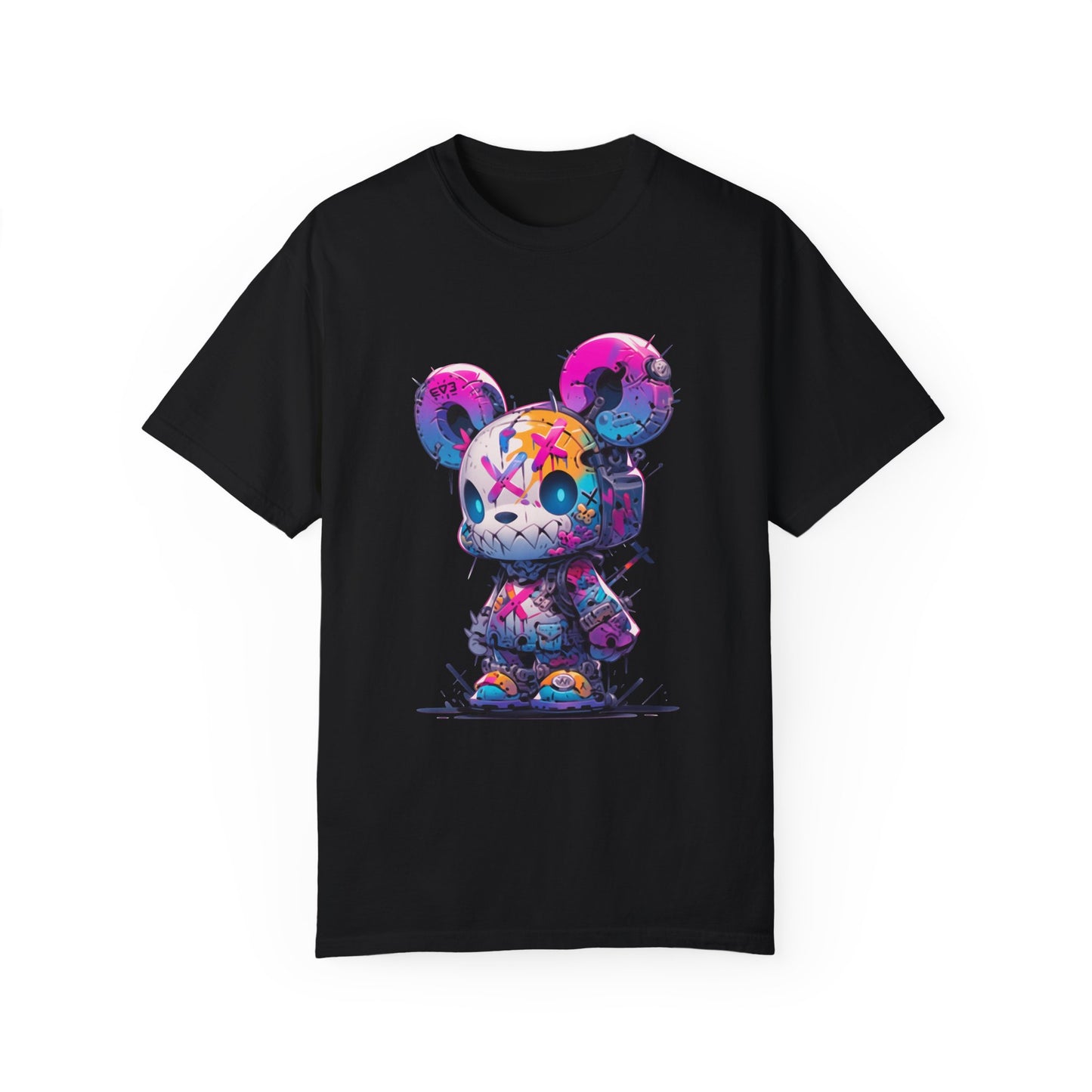 Hip Hop Teddy Bear Graphic Unisex Garment-dyed T-shirt Cotton Funny Humorous Graphic Soft Premium Unisex Men Women Black T-shirt Birthday Gift-1