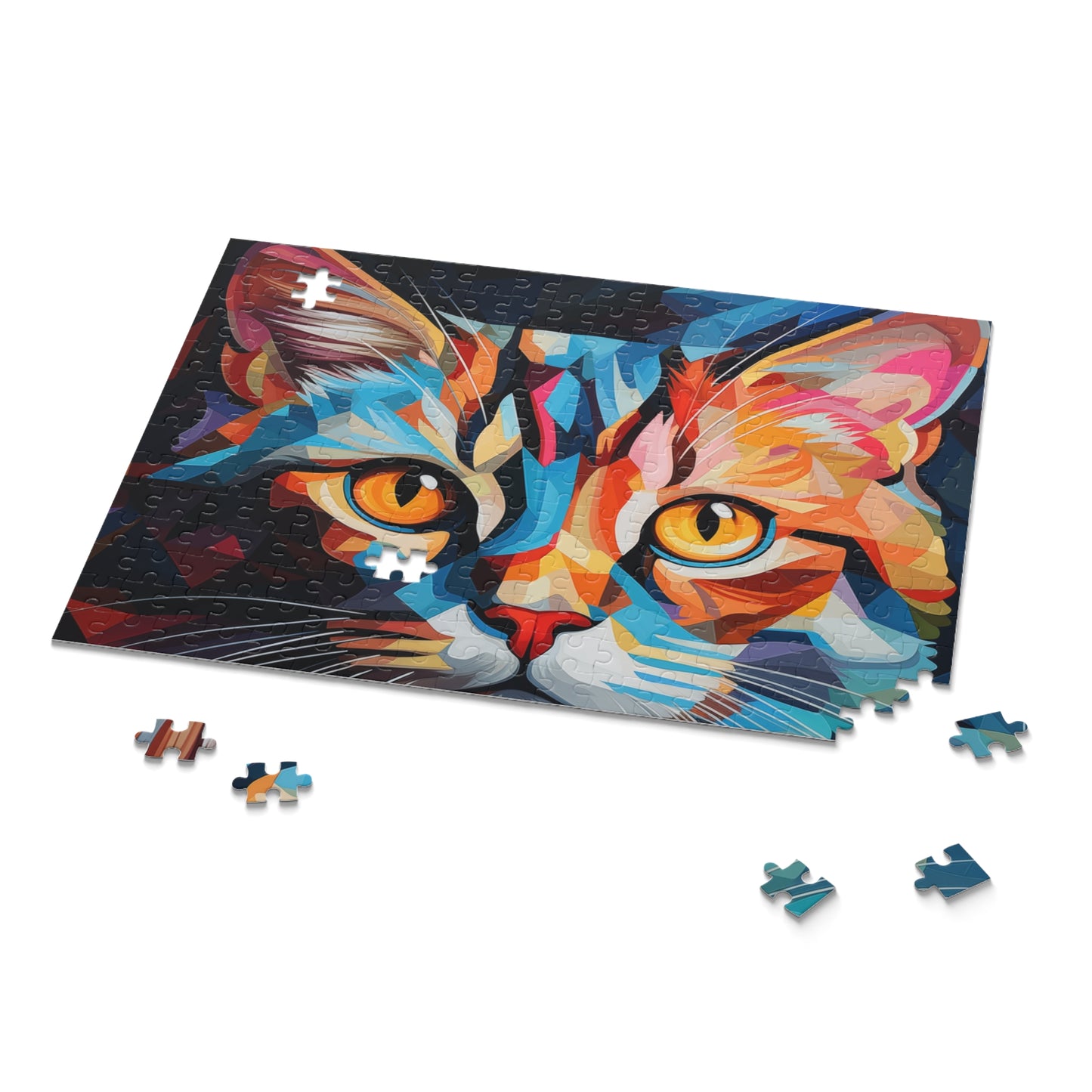 Abstract Oil Paint Colorful Cat Jigsaw Puzzle Adult Birthday Business Jigsaw Puzzle Gift for Him Funny Humorous Indoor Outdoor Game Gift For Her Online-9