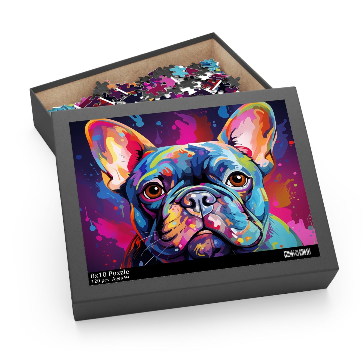 Oil Paint Watercolor Abstract Frenchie Dog Jigsaw Puzzle Adult Birthday Business Jigsaw Puzzle Gift for Him Funny Humorous Indoor Outdoor Game Gift For Her Online-6