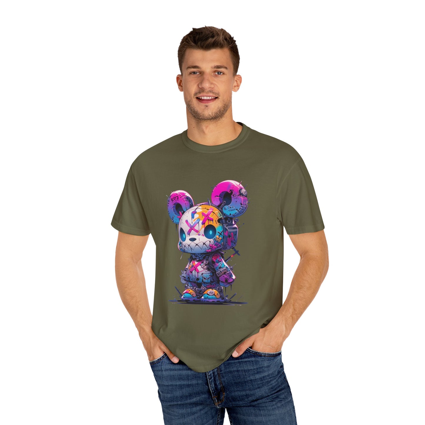 Hip Hop Teddy Bear Graphic Unisex Garment-dyed T-shirt Cotton Funny Humorous Graphic Soft Premium Unisex Men Women Sage T-shirt Birthday Gift-54