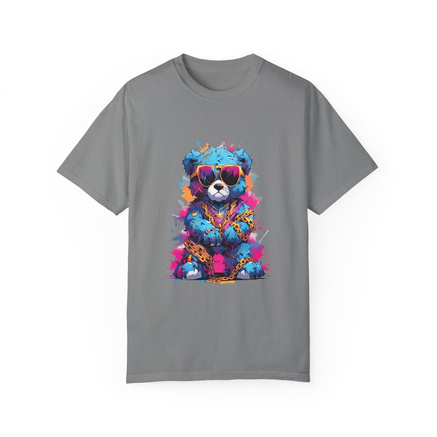 Hip Hop Teddy Bear Graphic Unisex Garment-dyed T-shirt Cotton Funny Humorous Graphic Soft Premium Unisex Men Women Granite T-shirt Birthday Gift-4