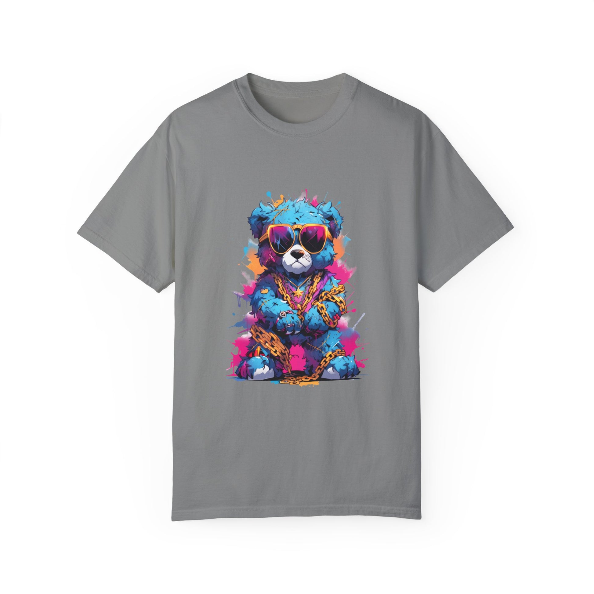 Hip Hop Teddy Bear Graphic Unisex Garment-dyed T-shirt Cotton Funny Humorous Graphic Soft Premium Unisex Men Women Granite T-shirt Birthday Gift-4