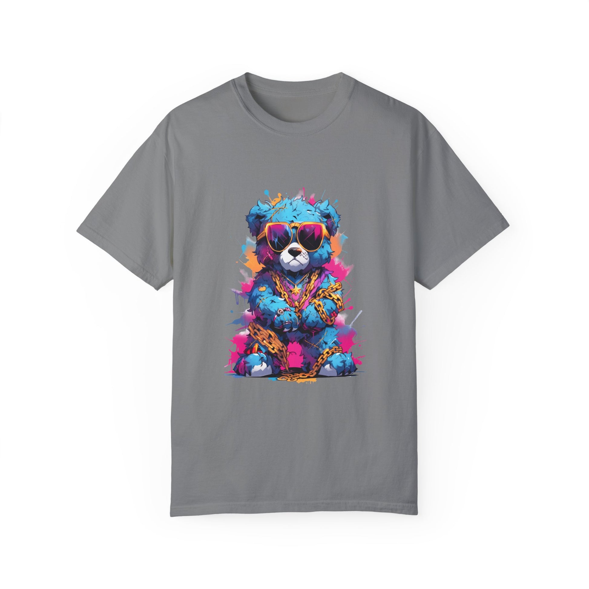 Hip Hop Teddy Bear Graphic Unisex Garment-dyed T-shirt Cotton Funny Humorous Graphic Soft Premium Unisex Men Women Grey T-shirt Birthday Gift-9