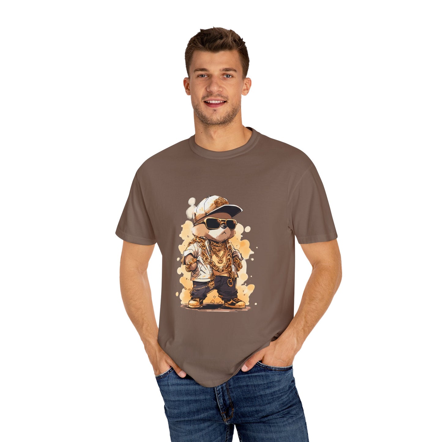 Hip Hop Teddy Bear Graphic Unisex Garment-dyed T-shirt Cotton Funny Humorous Graphic Soft Premium Unisex Men Women Espresso T-shirt Birthday Gift-60