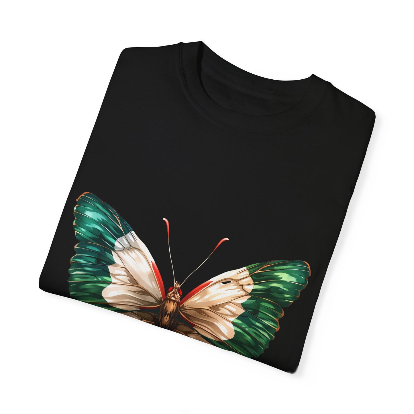 Mexico Flag Butterfly Graphic Unisex Garment Dyed T-shirt Cotton Funny Humorous Graphic Soft Premium Unisex Men Women Black T-shirt Birthday Gift-17